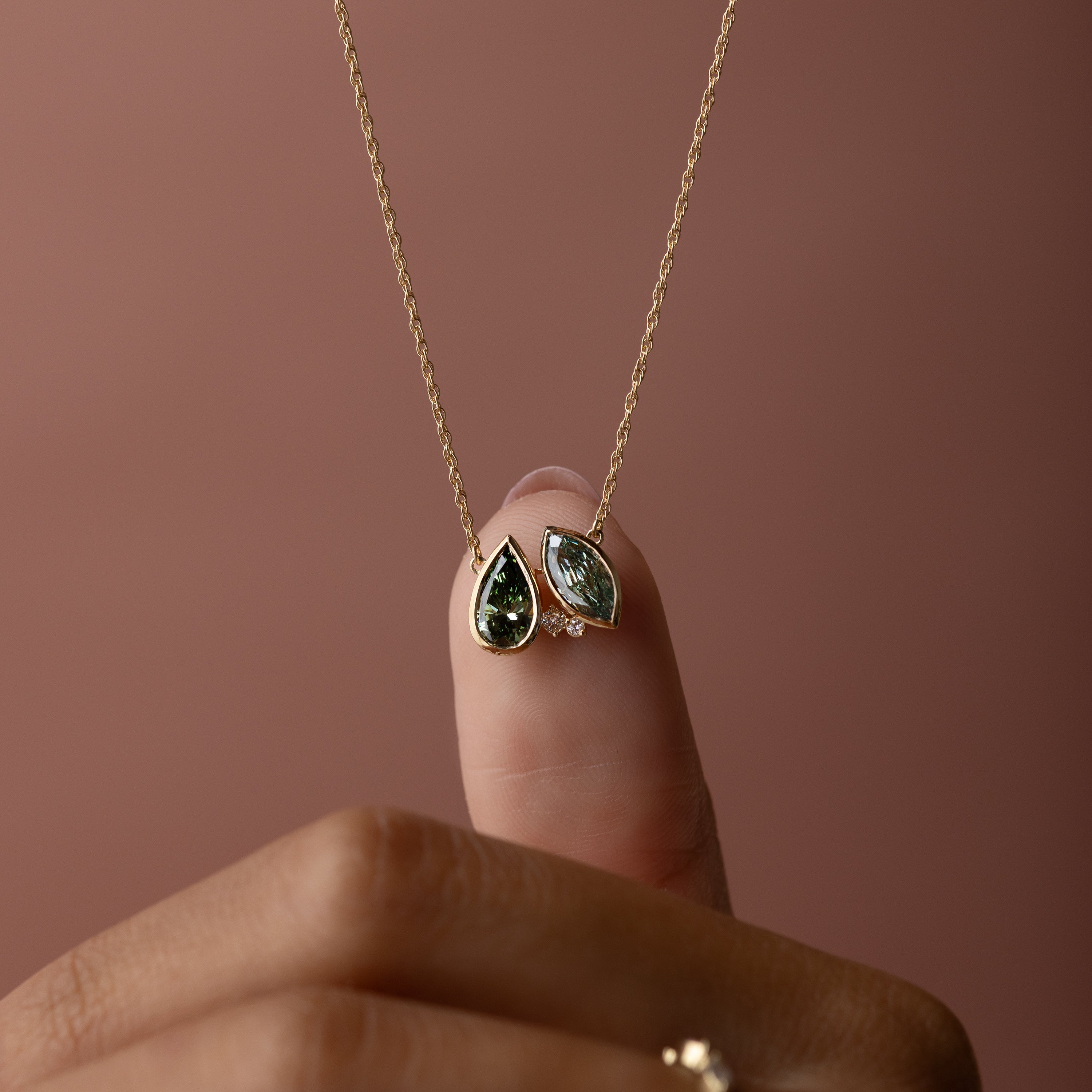 Tandem Necklace, 2.08ctw. Lab-Grown Green Diamonds | Melanie Casey