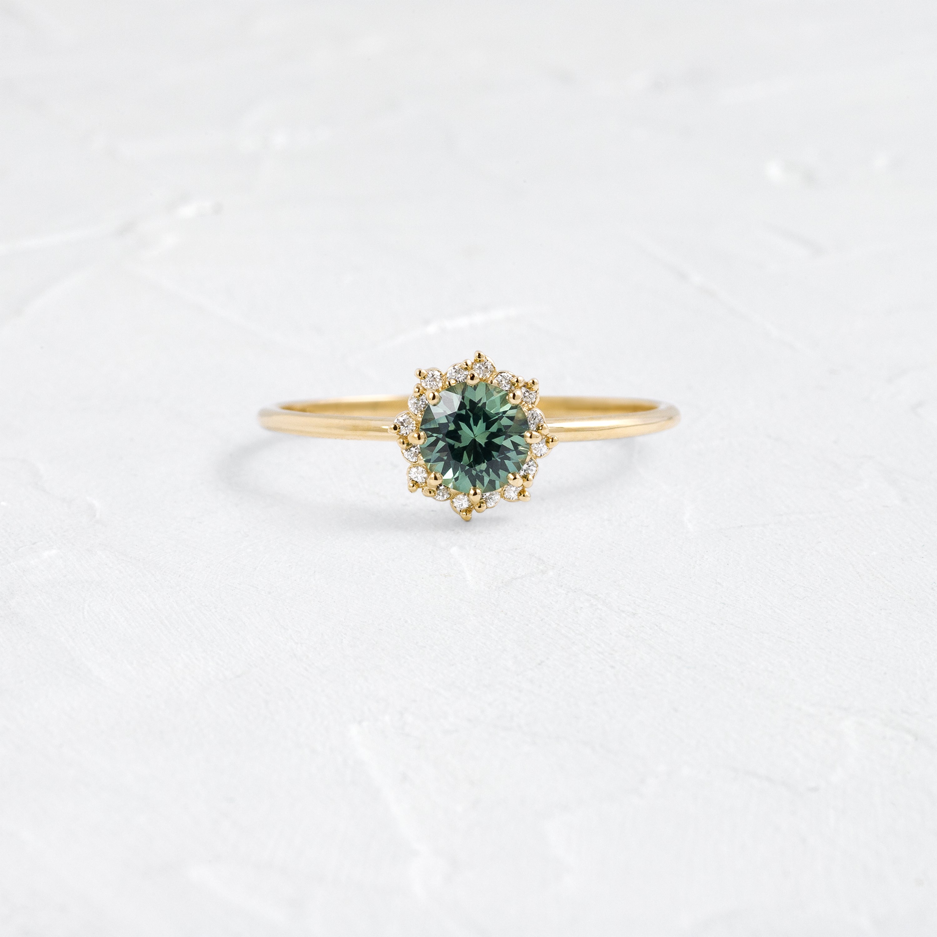 Sapling Ring, 0.65ct. Light Blue-Green Sapphire | Melanie Casey