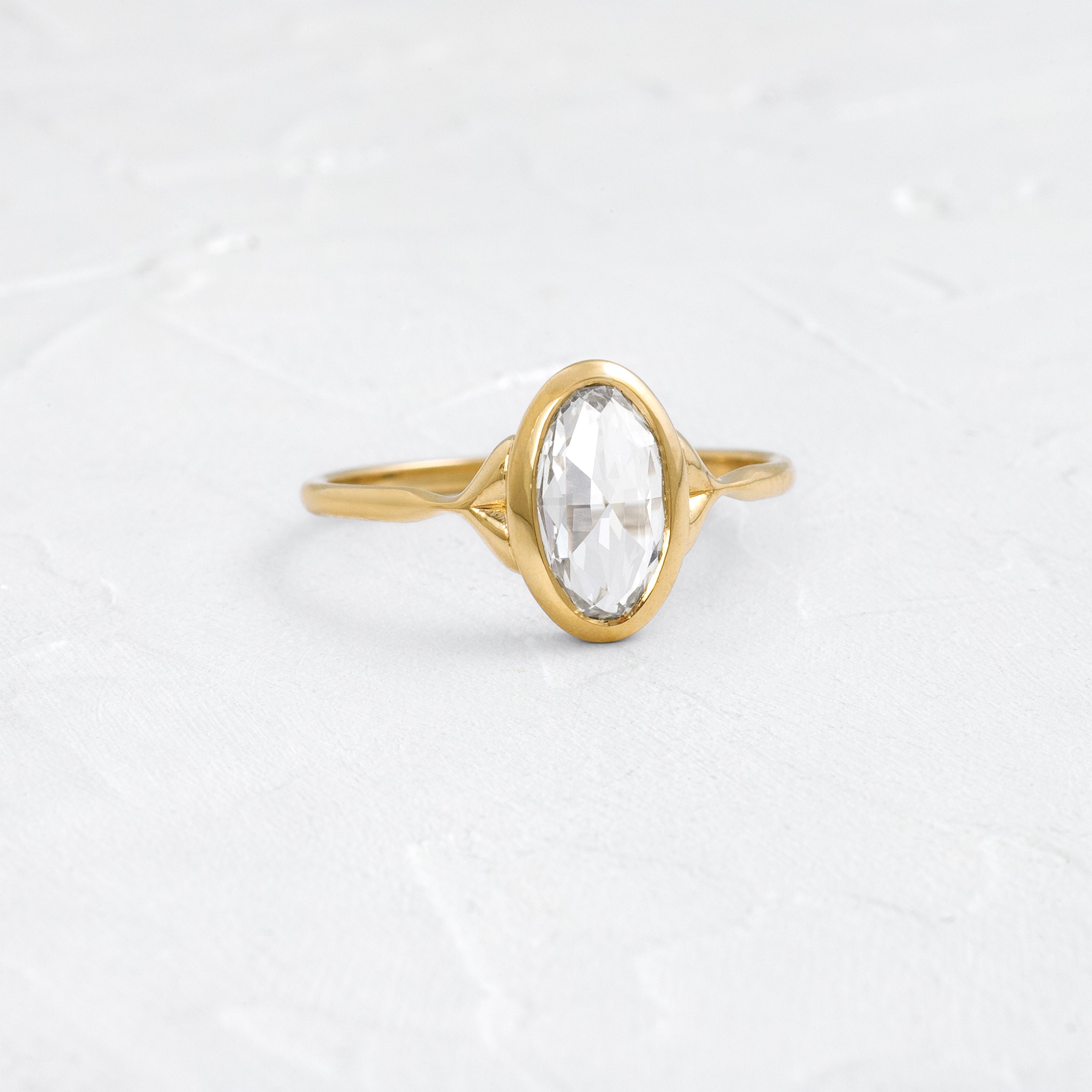 Bezel Corset Ring, 1.21ct. Lab-Grown Oval Rose Cut | Melanie Casey