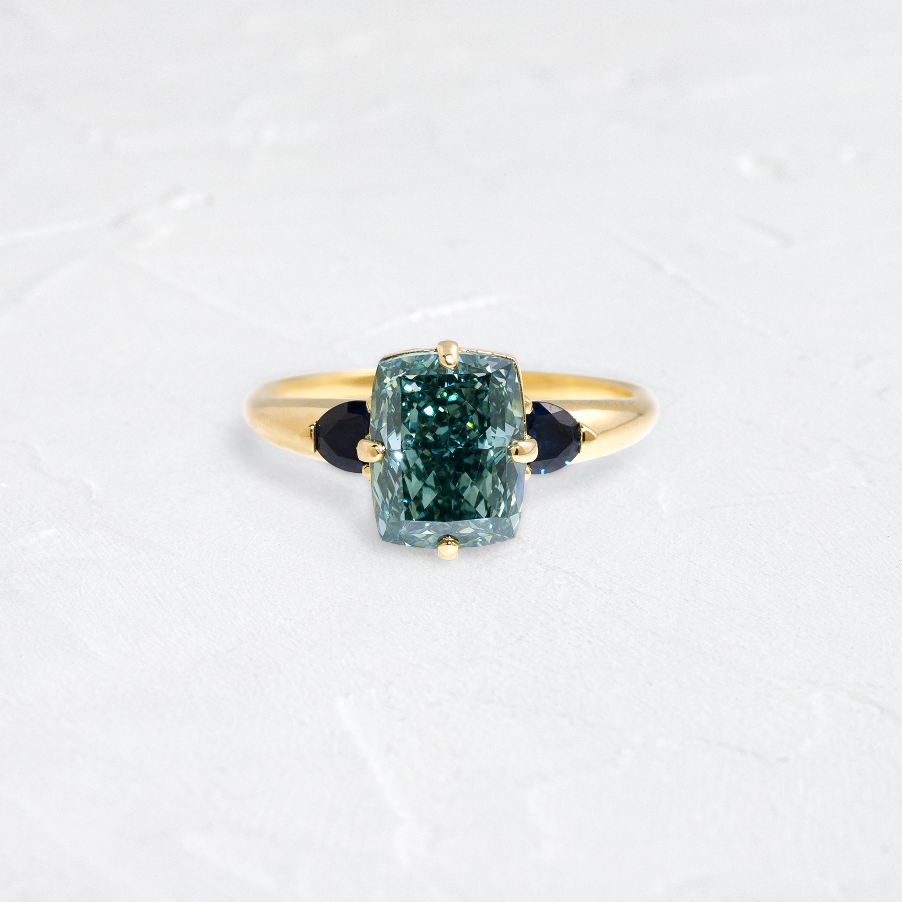 Rosette Ring, 3.08ct. Lab-Grown Teal Diamond | Melanie Casey Jewelry