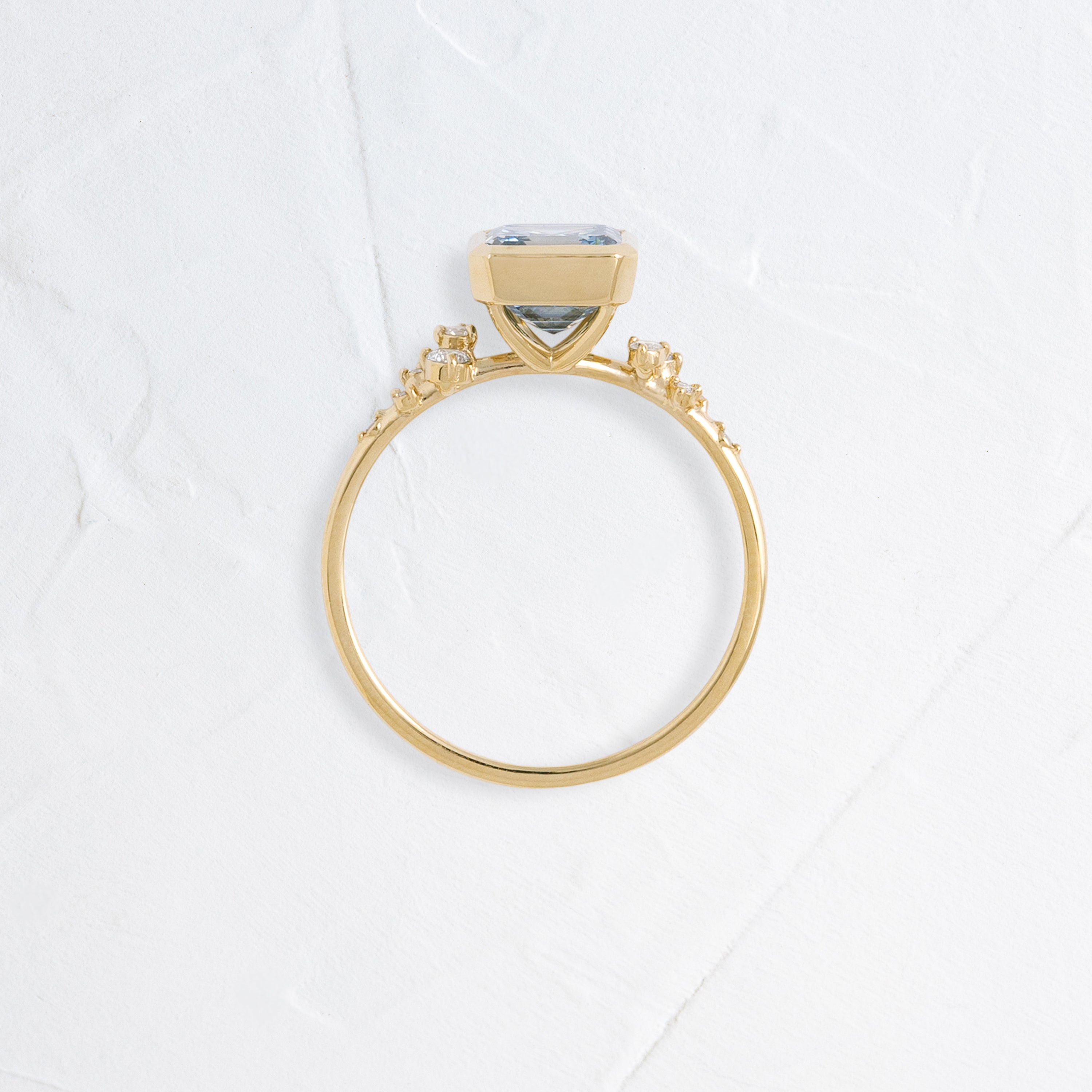 Bezel Snowdrift Ring, 2.01ct. Lab-Grown Asscher Cut Blue Diamond