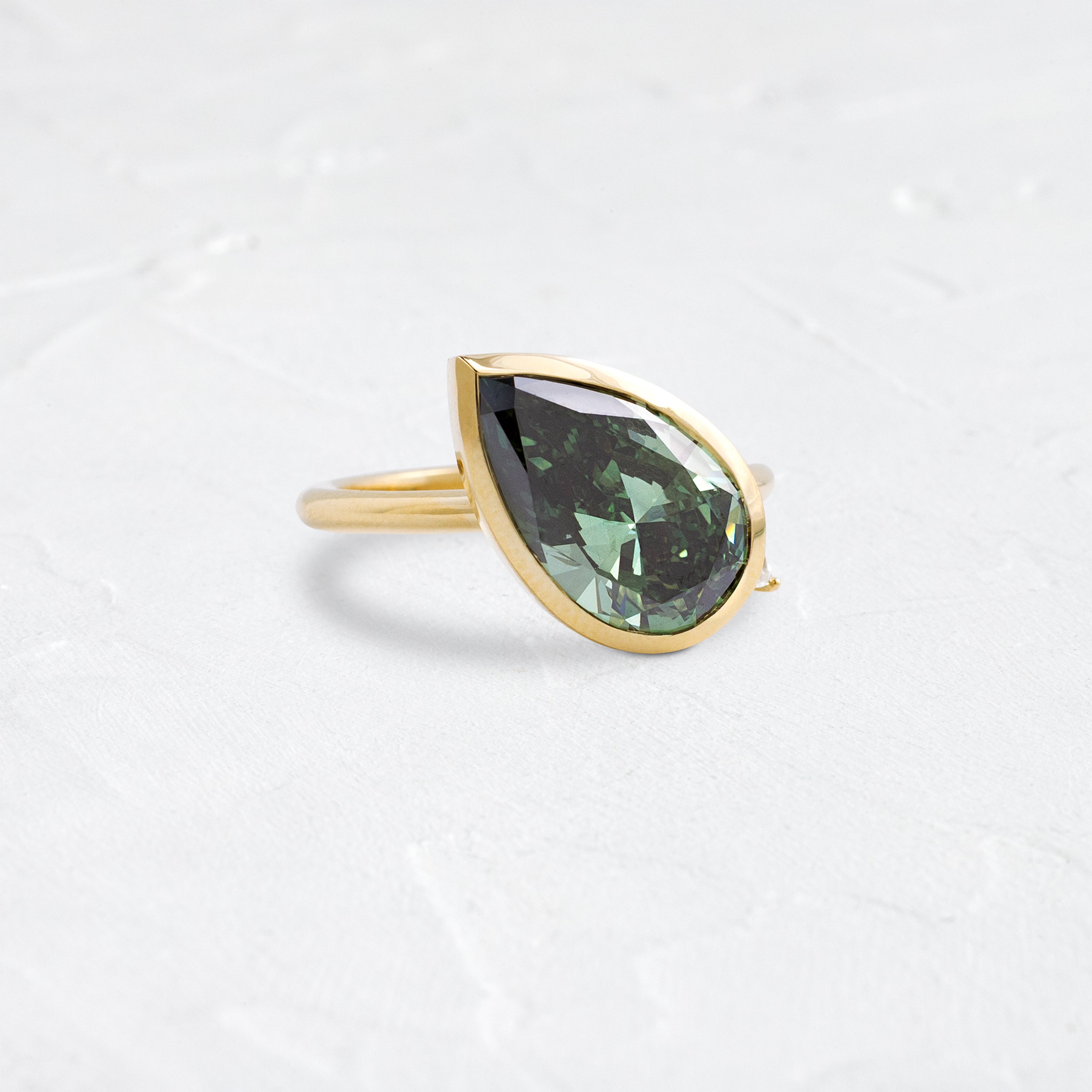 Upcast Ring, 5.01ct. Lab-Grown Green Diamond | Melanie Casey Fine