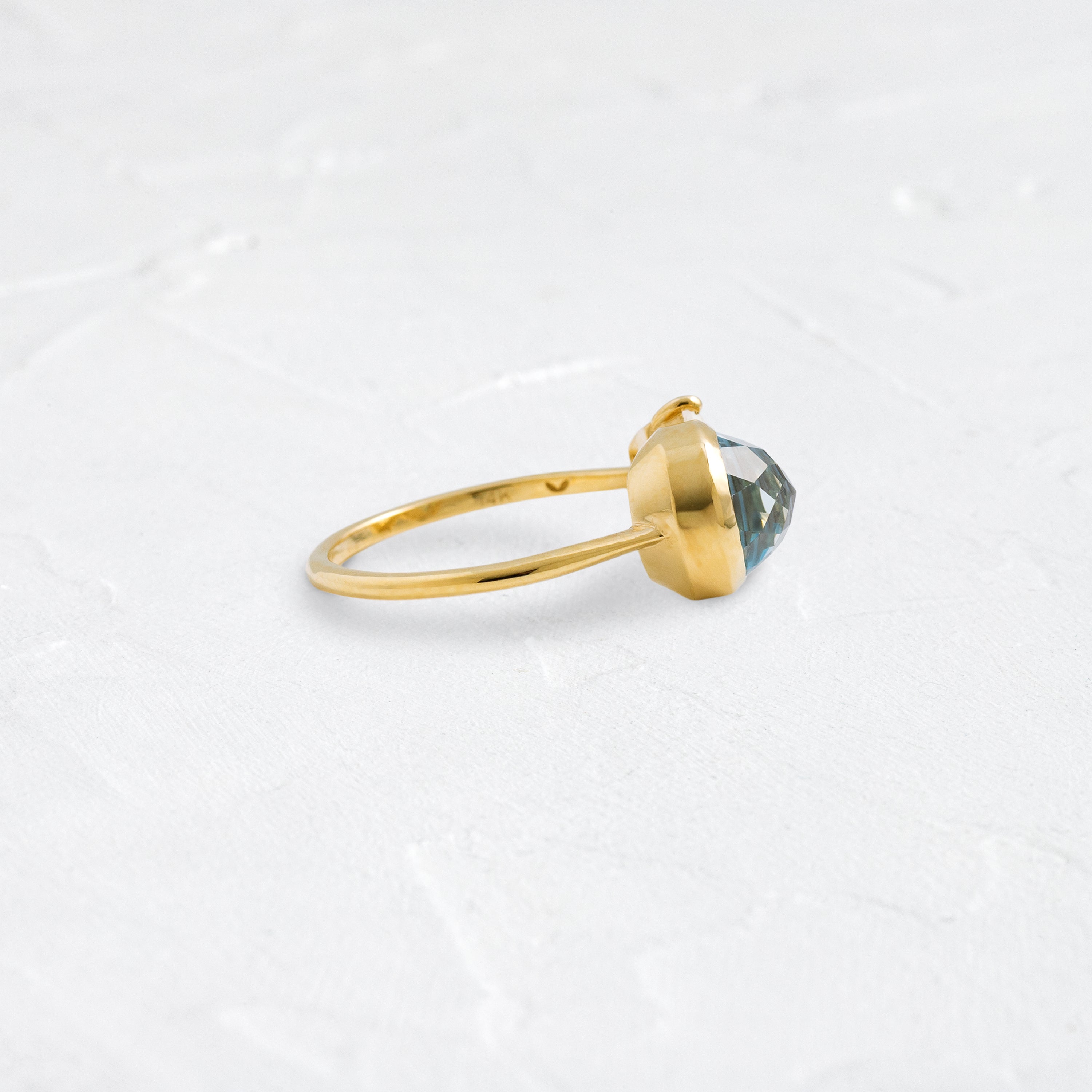 Crossroads Ring, 3.51ctw. Sky Blue Topaz and Rainbow Madagascar