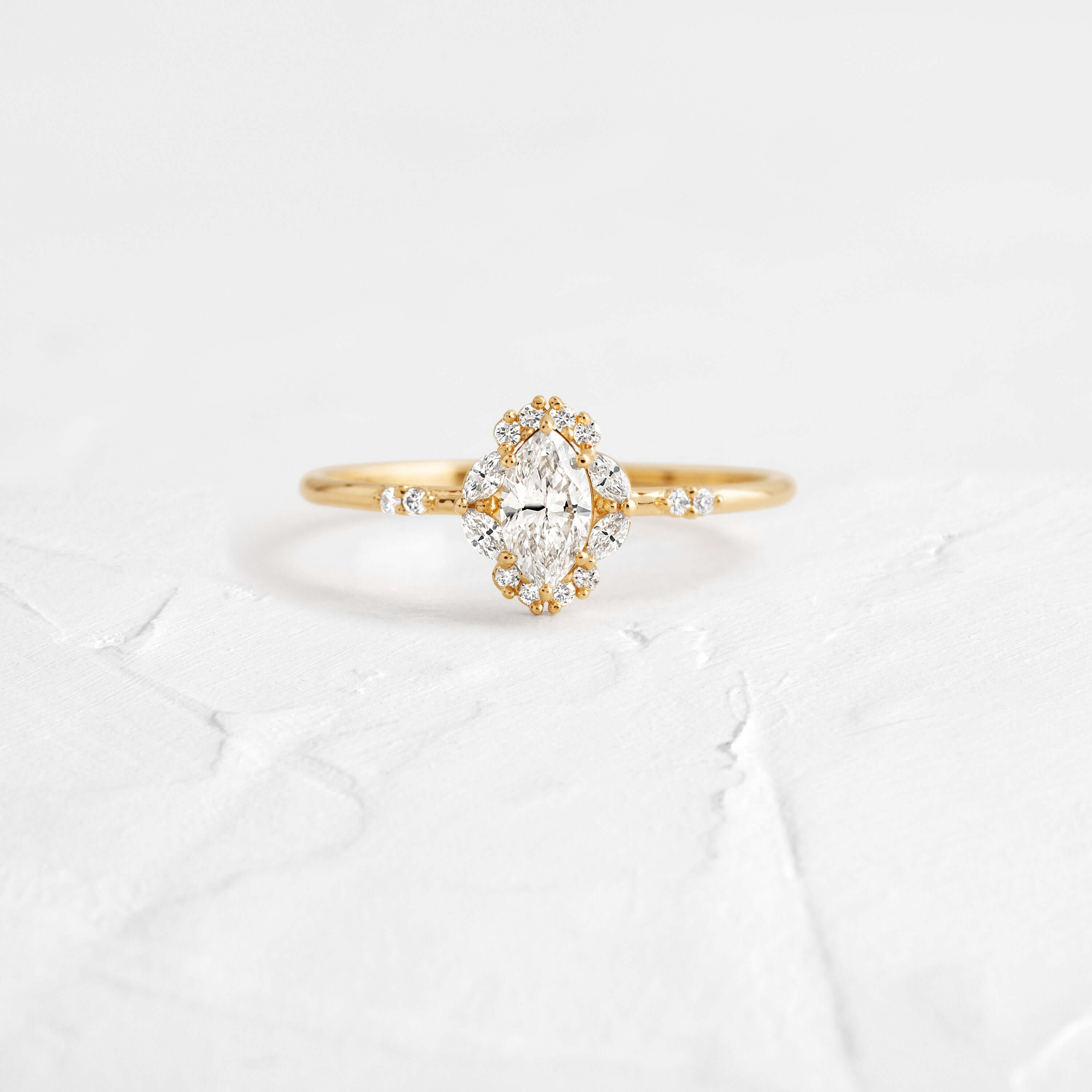 Marquise Halo Diamond Ring Engagement Ring| Melanie Casey Fine