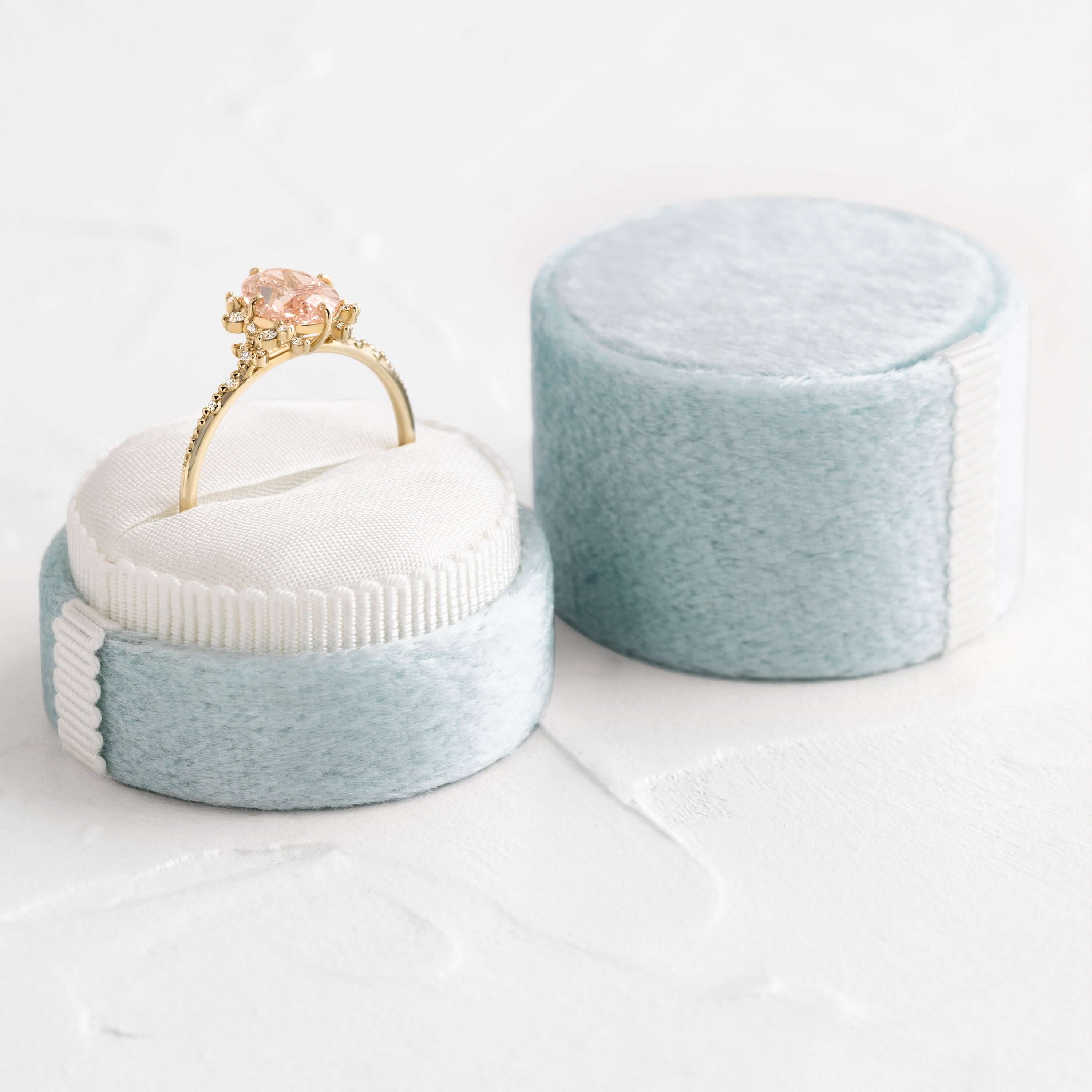 Velvet Ring Box in Sky | Melanie Casey Fine Jewelry