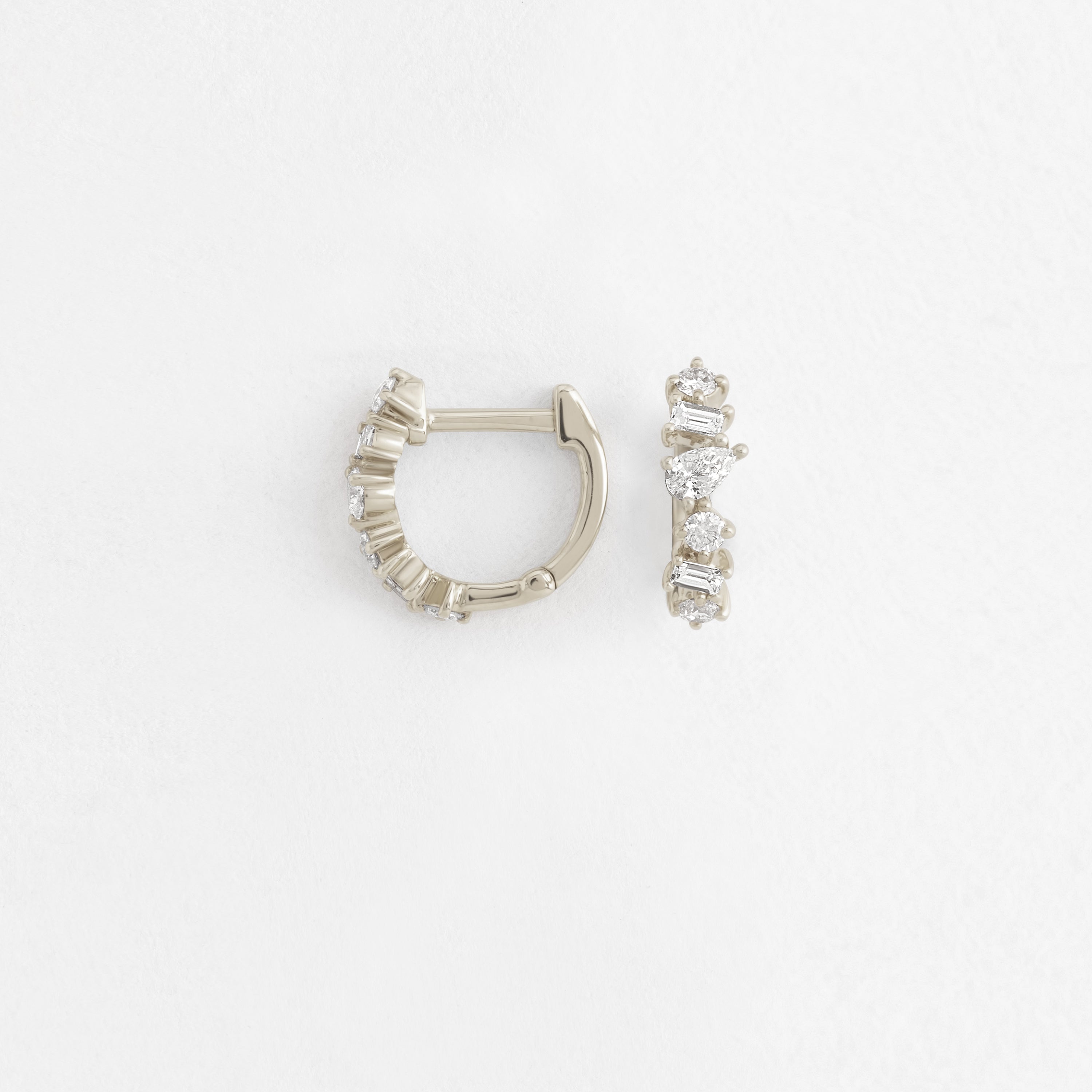 Diamond Multifaceted Mini Huggie Earrings In Stock EF