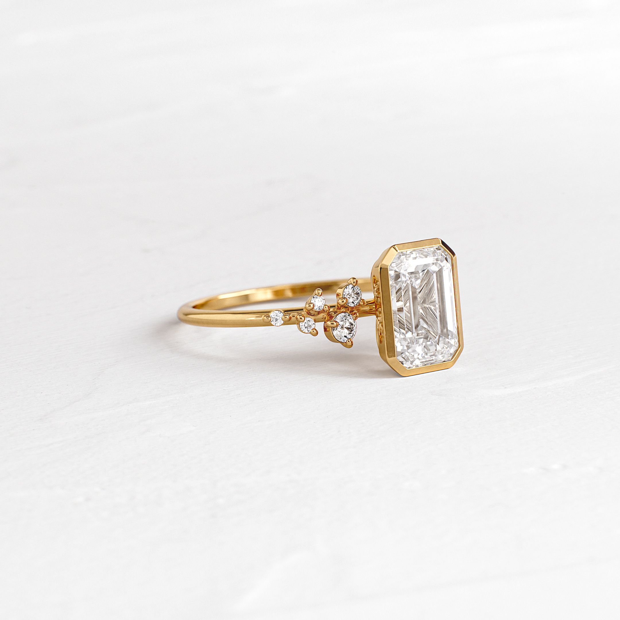 Bezel Snowdrift Ring, Emerald Cut | Melanie Casey Jewelry