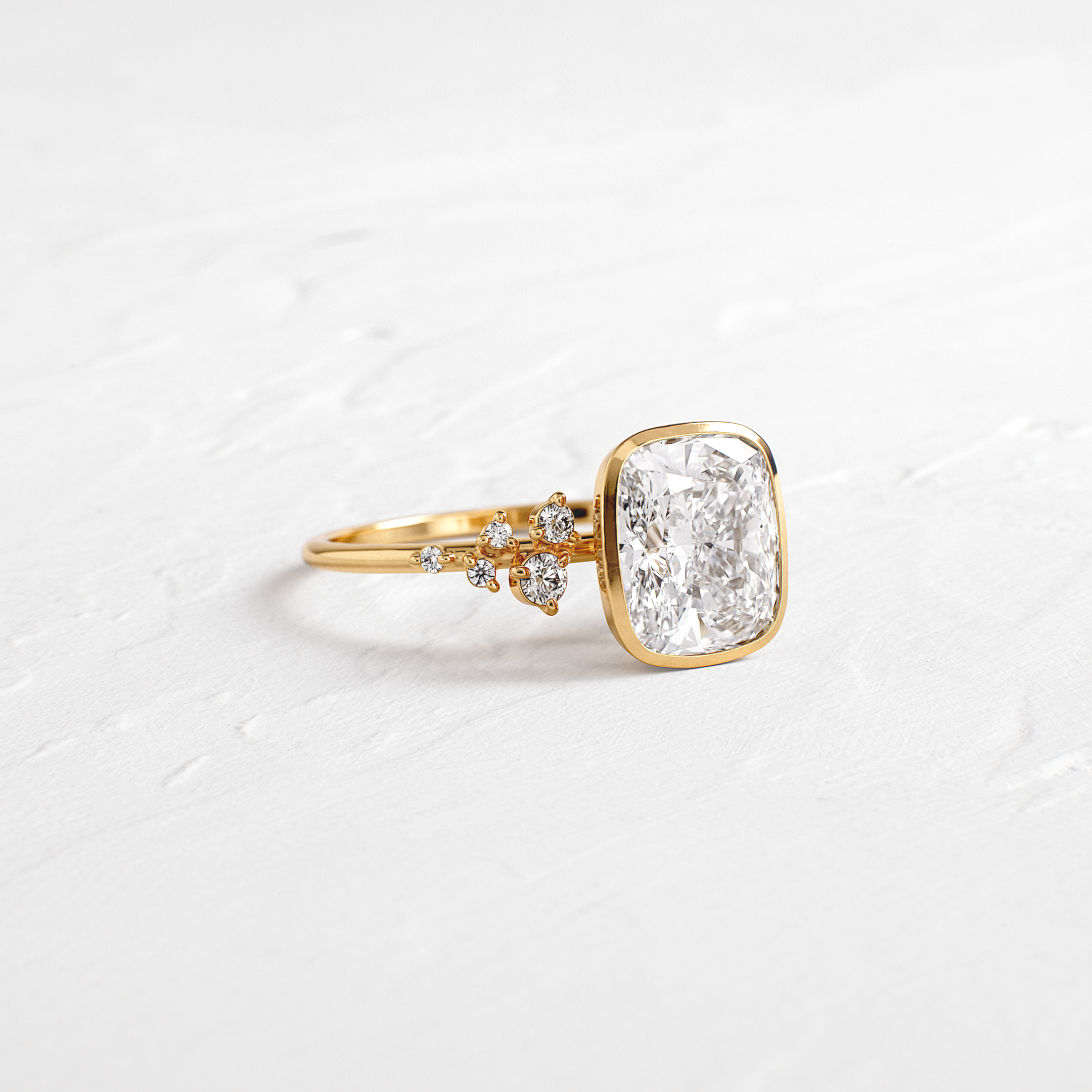 Bezel Snowdrift Ring, Cushion Cut | Melanie Casey Jewelry