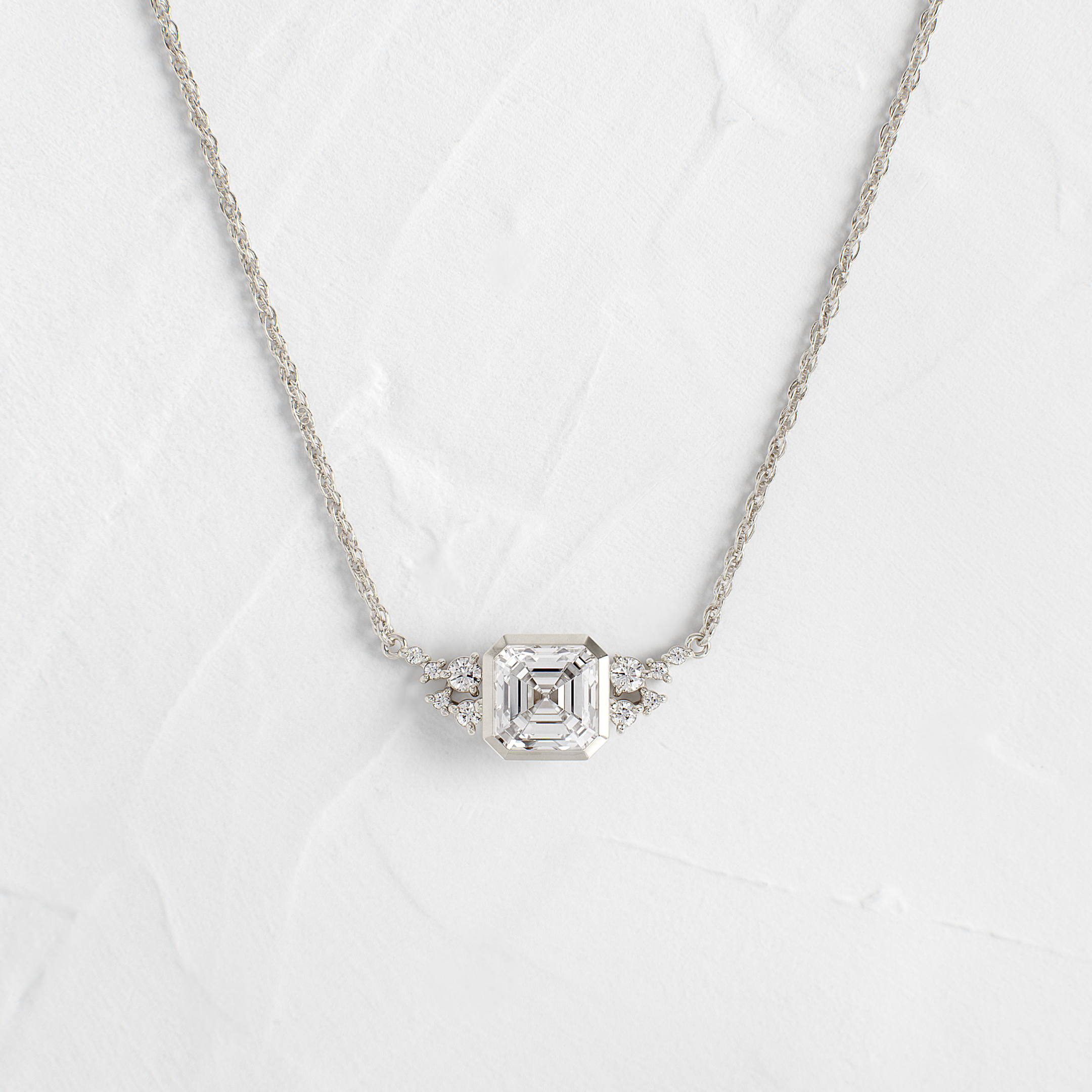 Bezel Snowdrift Necklace, Asscher Cut | Melanie Casey