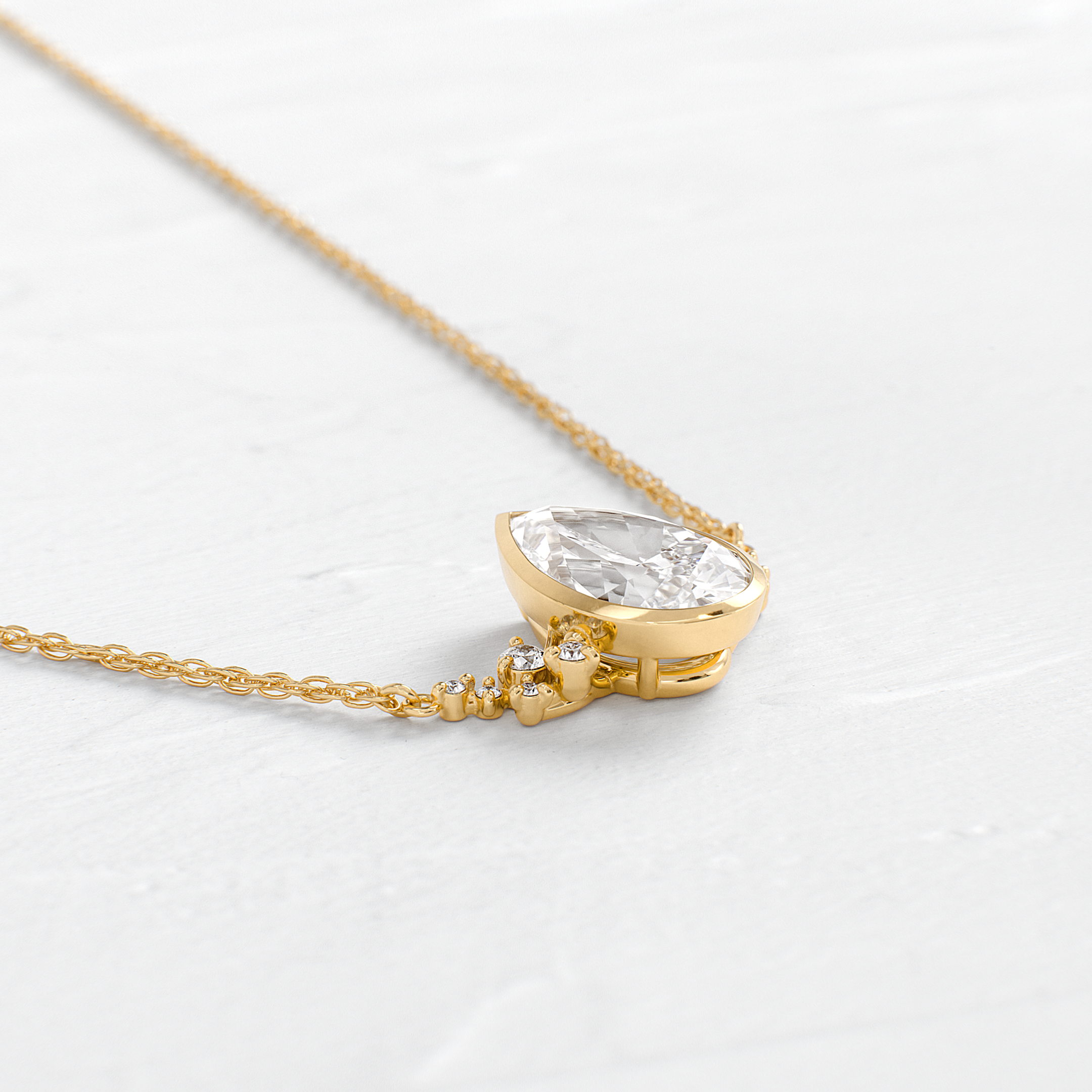 Bezel Snowdrift Necklace, Pear Cut | Melanie Casey