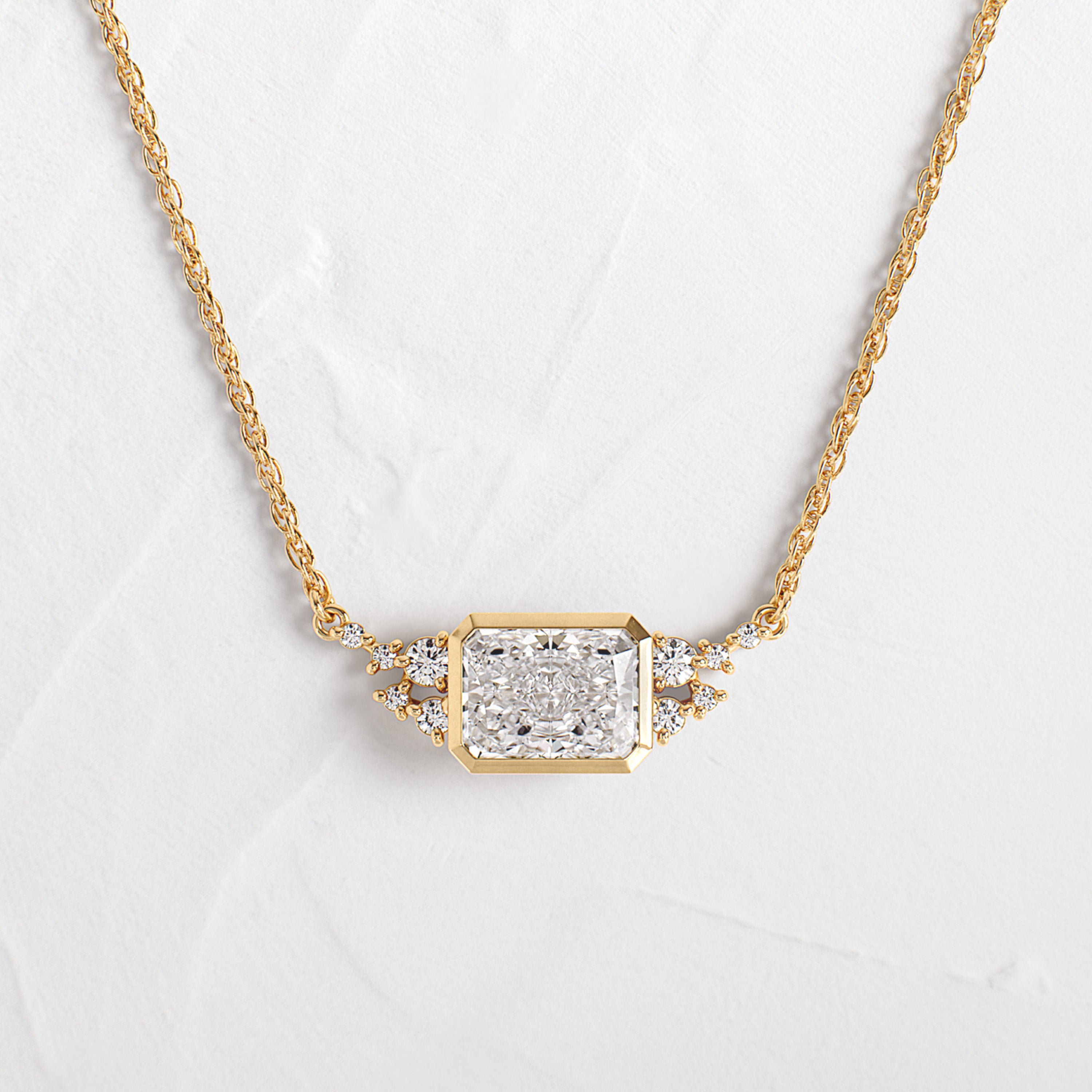 Bezel Snowdrift Necklace, Radiant Cut | Melanie Casey