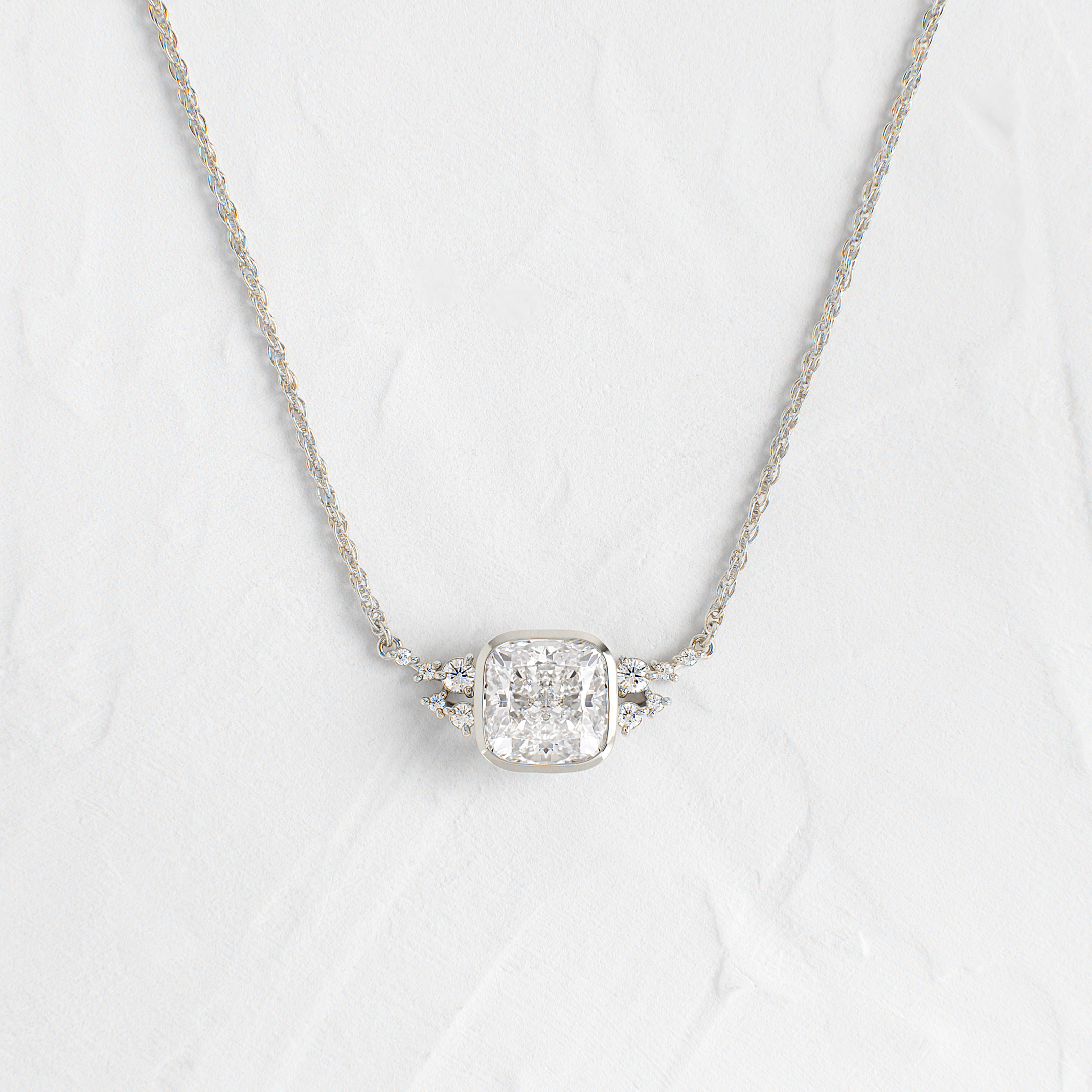 Bezel Snowdrift Necklace, Cushion Cut | Melanie Casey