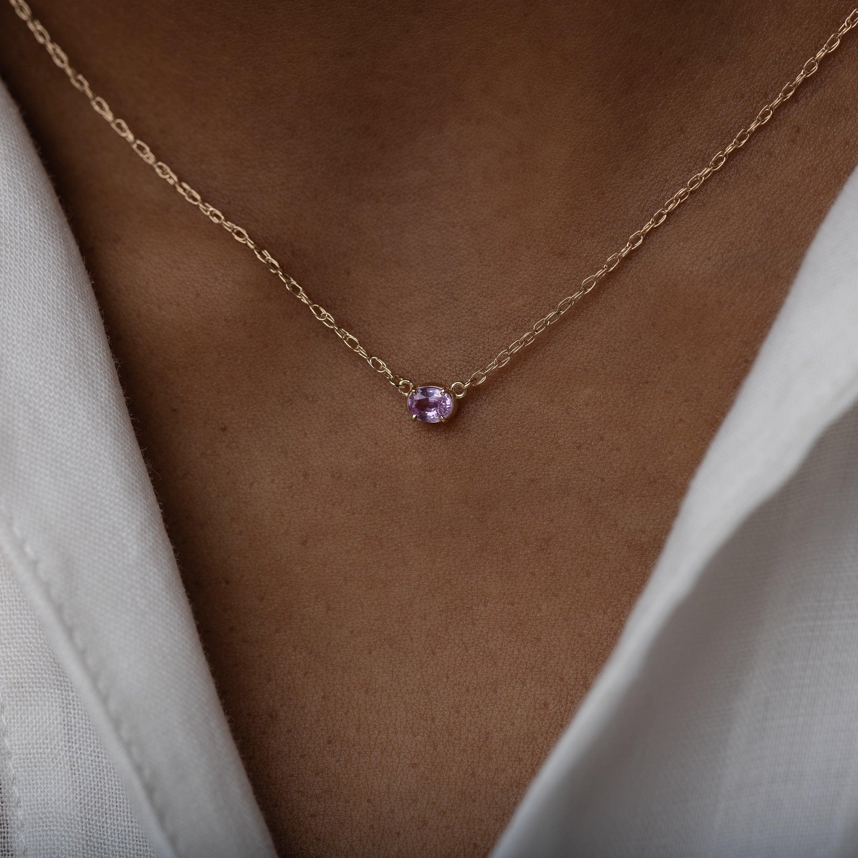 Gemstone Centering Necklace, Magenta Sapphire | Melanie Casey