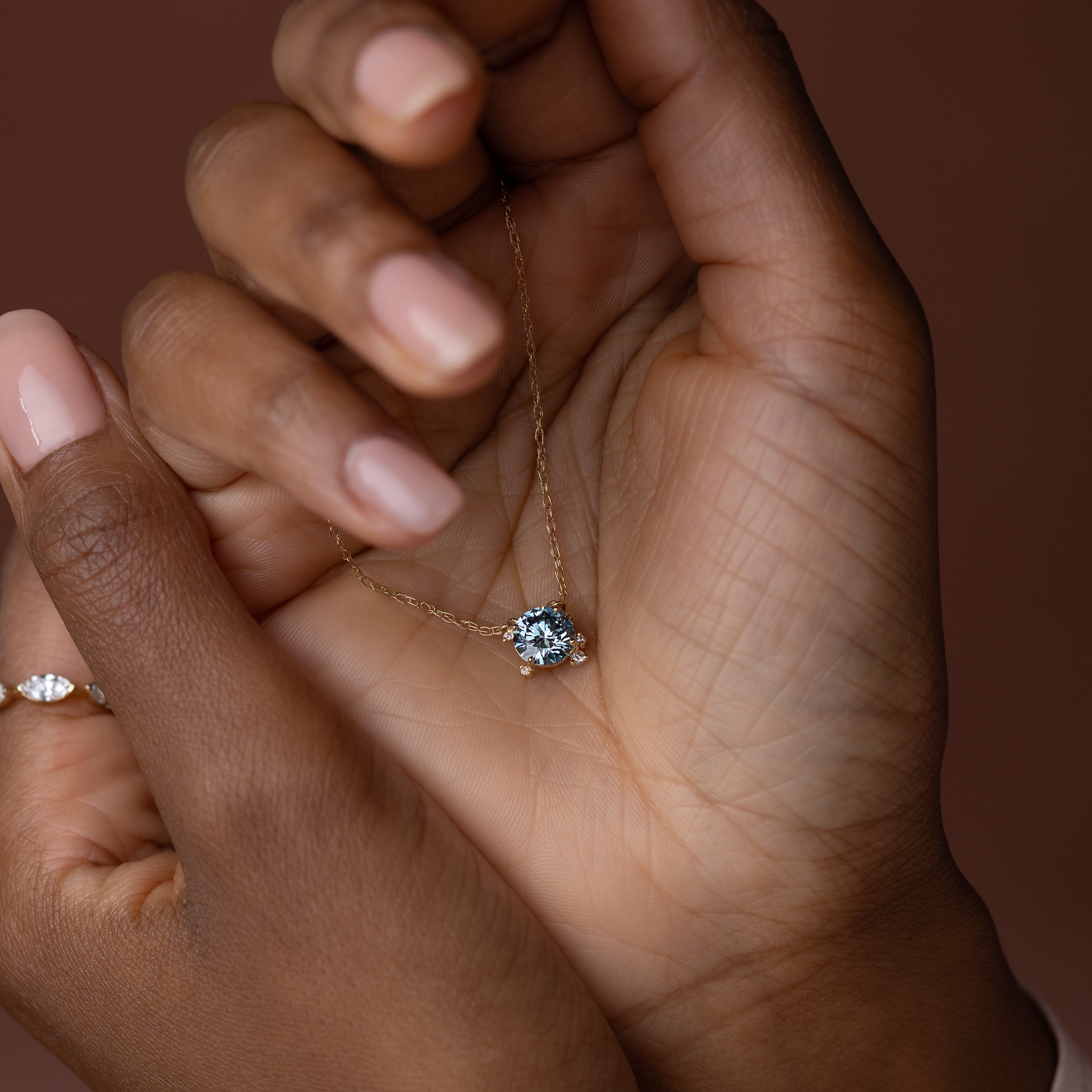 To A Flame Necklace, 1.12ct. Lab-Grown Blue Diamond | Melanie Casey