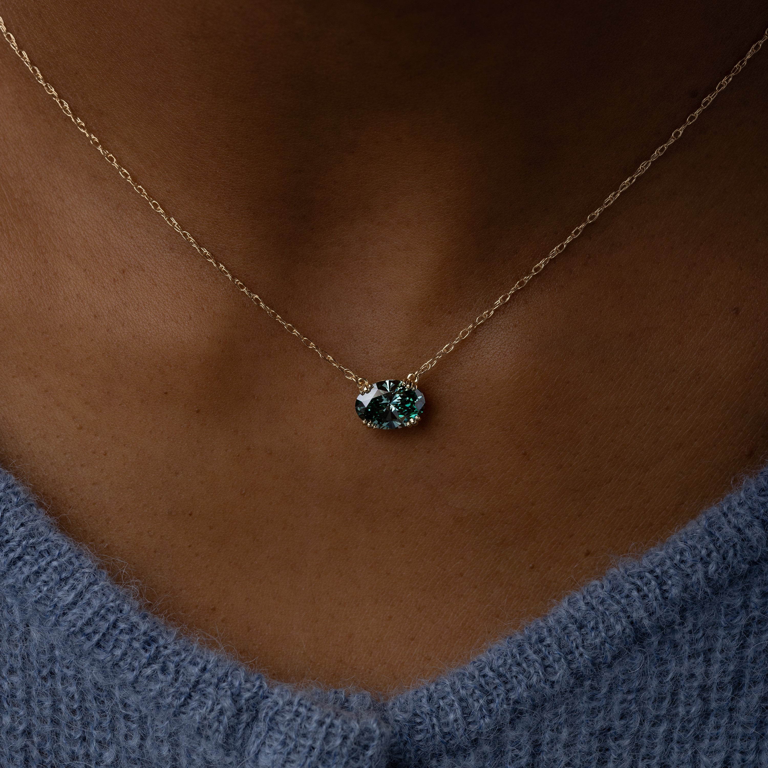 Threaded Necklace, 1.55ct. Lab-Grown Green Diamond | Melanie Casey