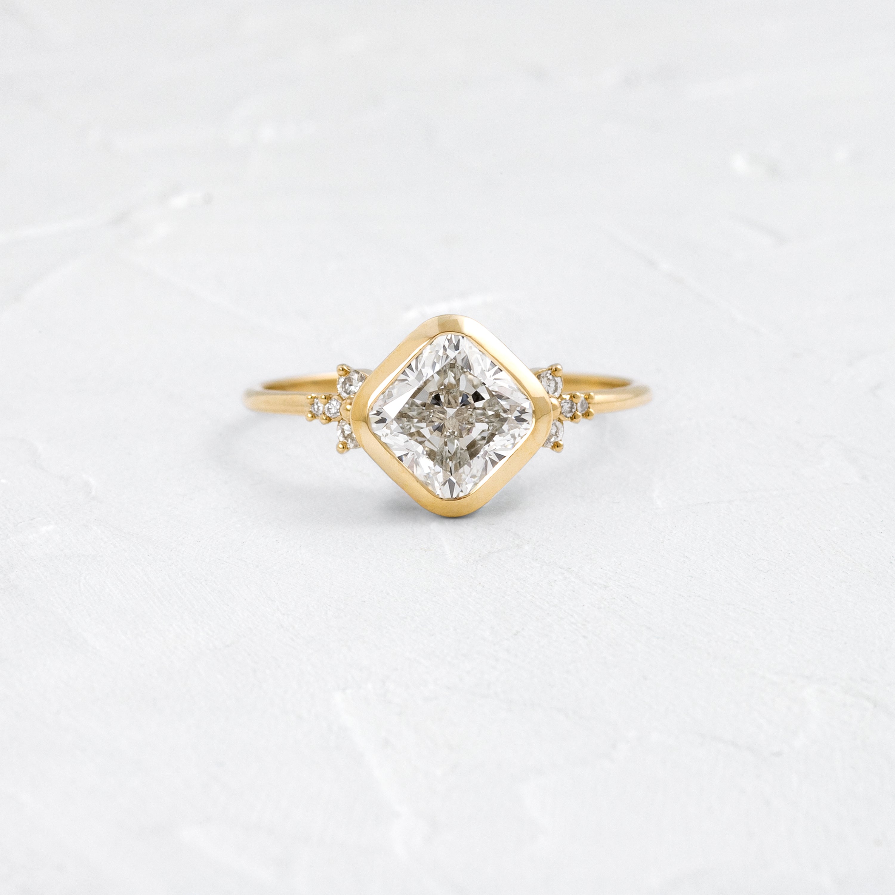 Bezel Interstellar Ring, 2.01ct. Natural Cushion Cut | Melanie