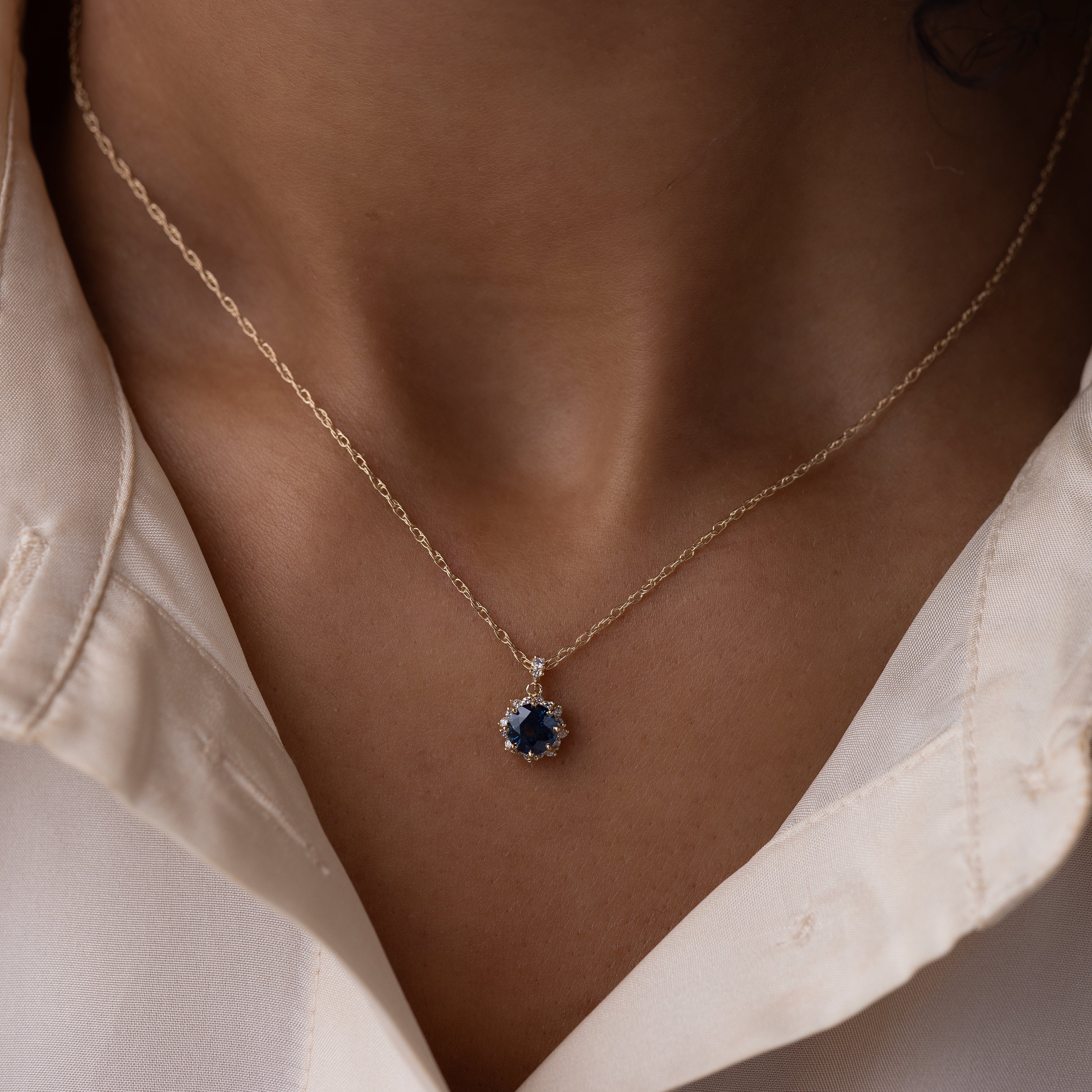 Sapling Necklace, 0.78ct. Deep Blue Sapphire | Melanie Casey Jewelry
