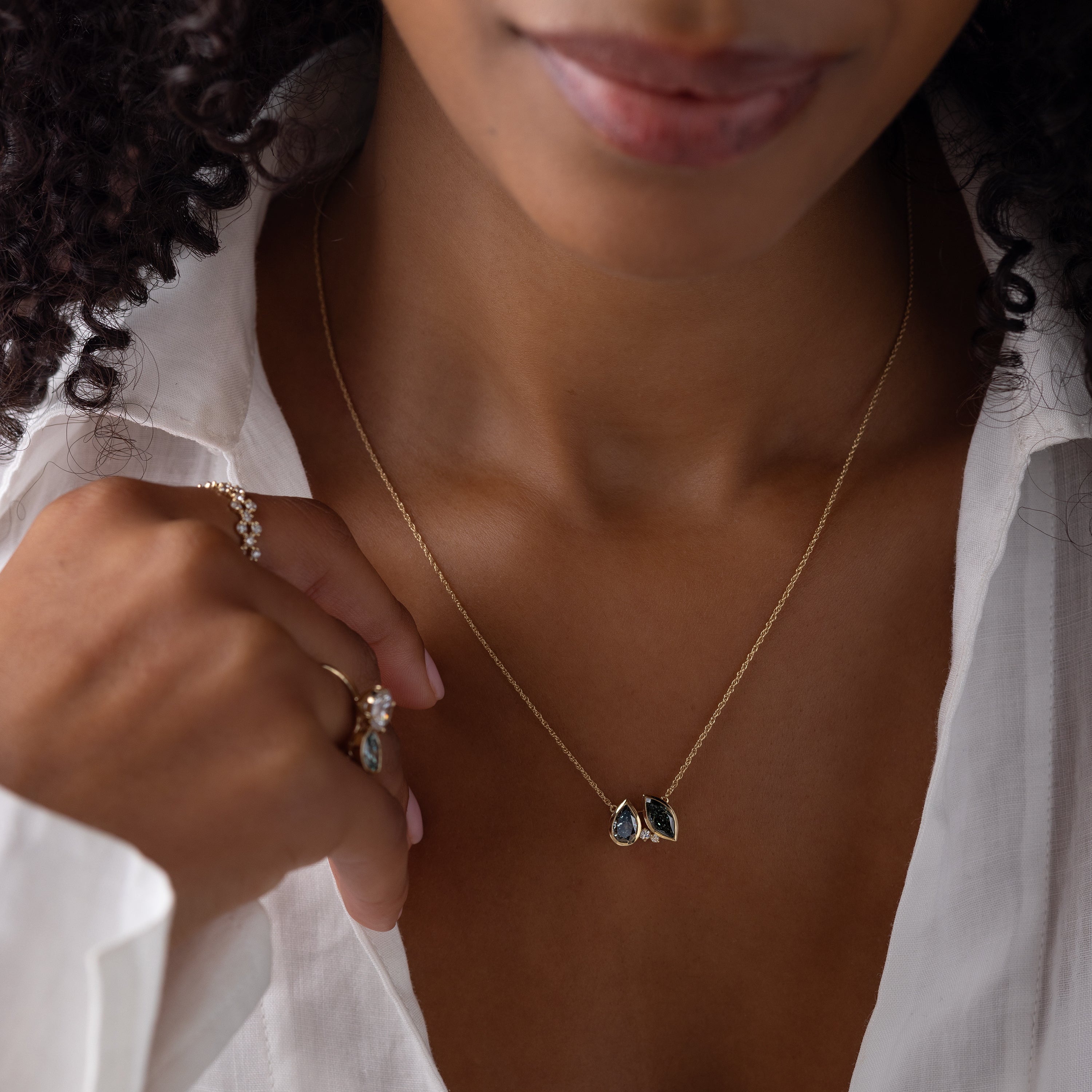 Tandem Necklace, 2.2ctw. Lab-Grown Green Diamonds | Melanie Casey