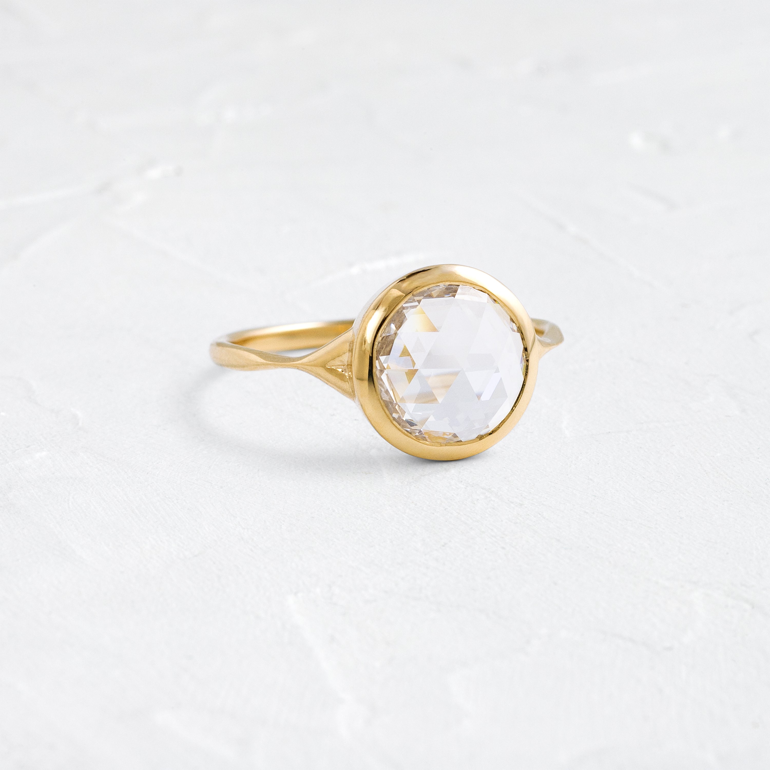 Bezel Corset Ring, Rose Cut | Handcrafted Engagement Ring