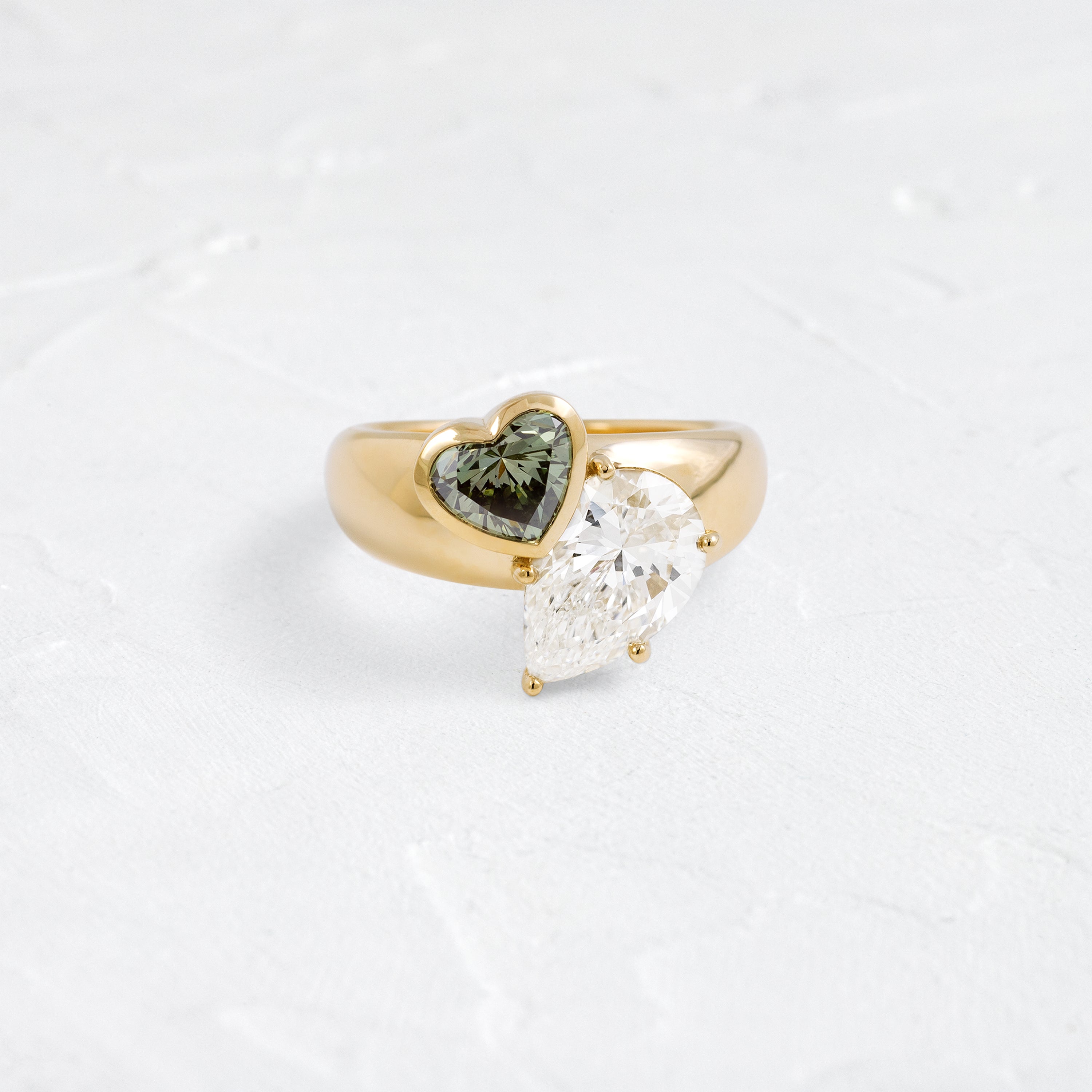 Heart to Heart Ring, Green Diamond | Melanie Casey Jewelry