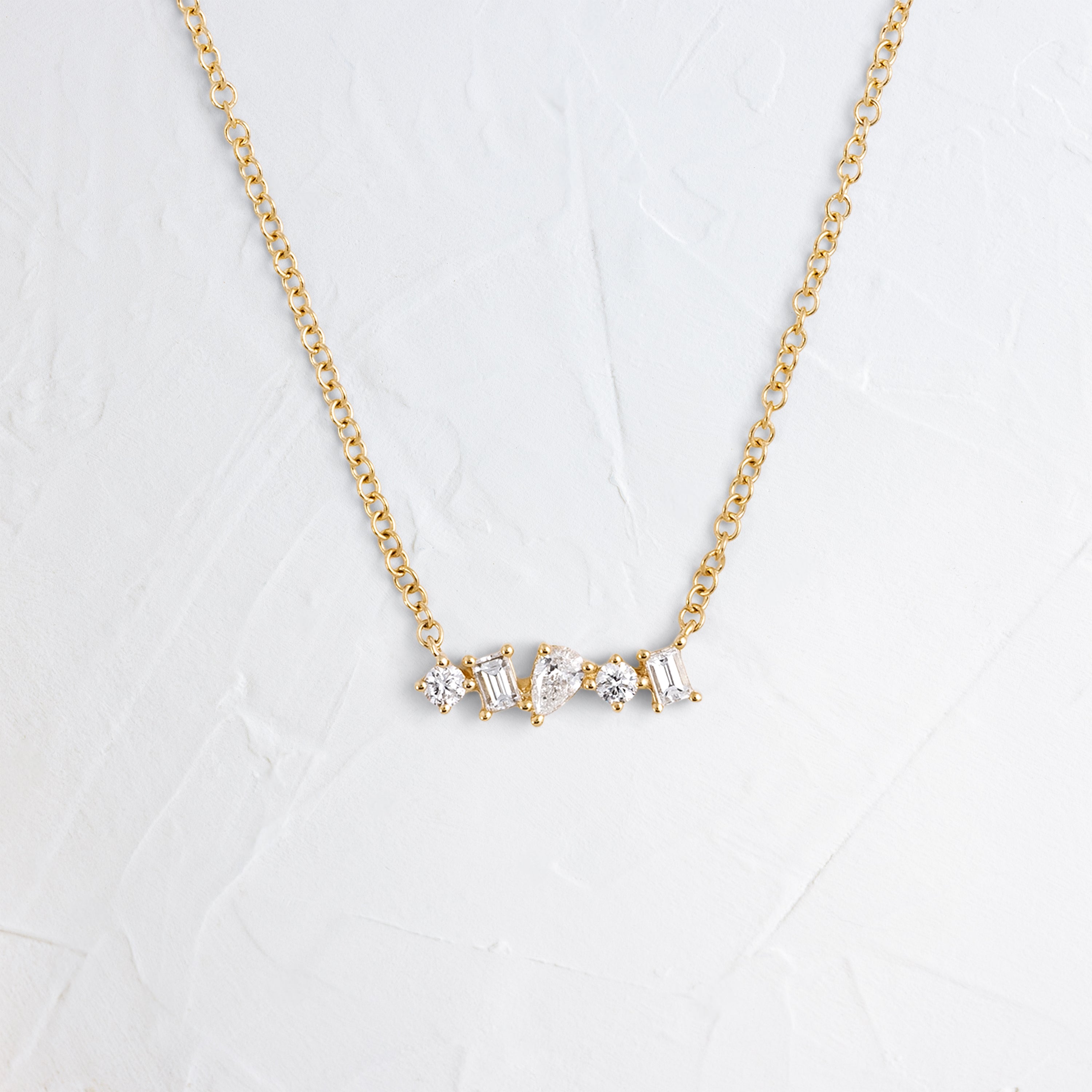 Diamond Multifaceted Mini Bar Necklace - In Stock | EF Collection