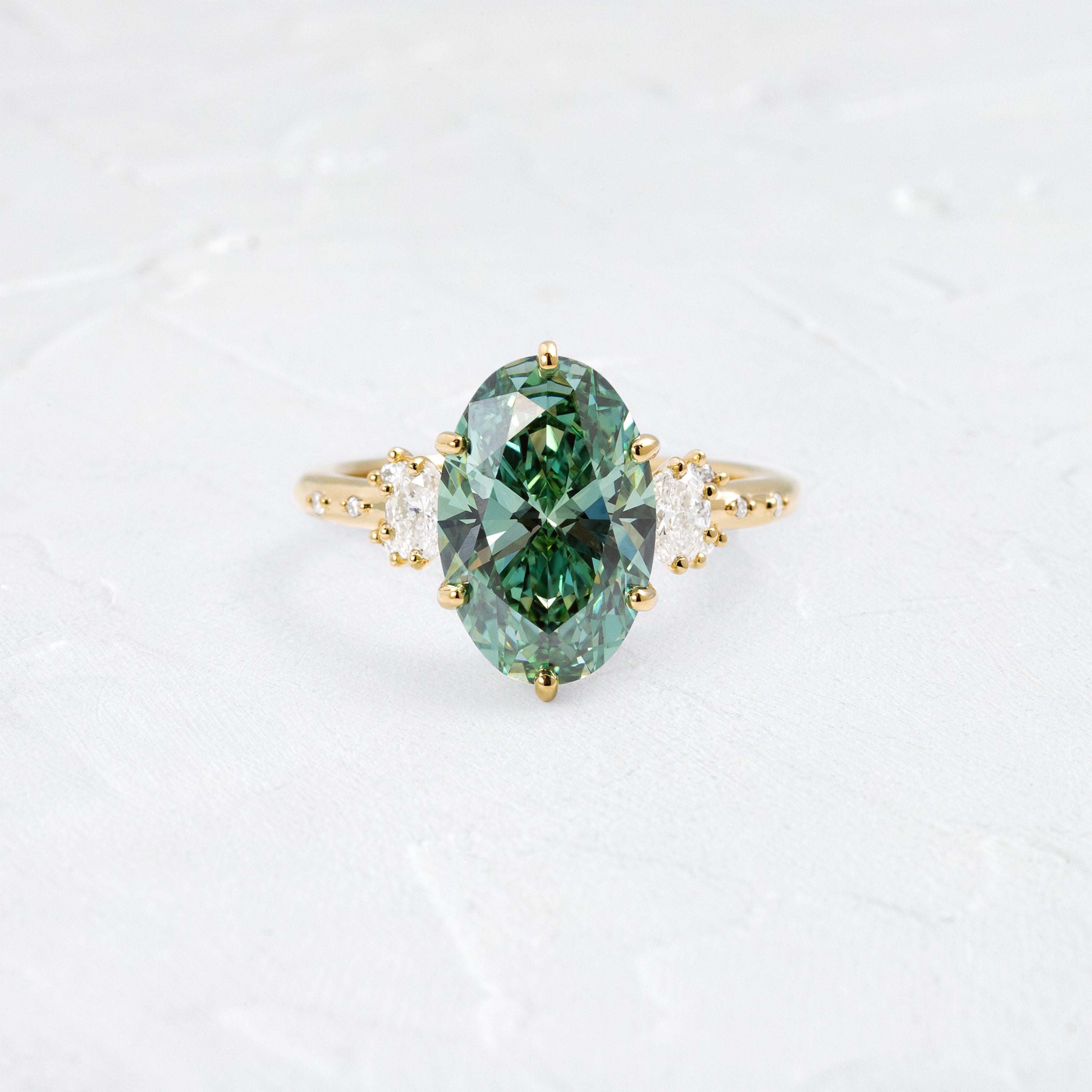 Resonate Ring, 4.05ct. Lab-Grown Green Diamond - 2mm Band