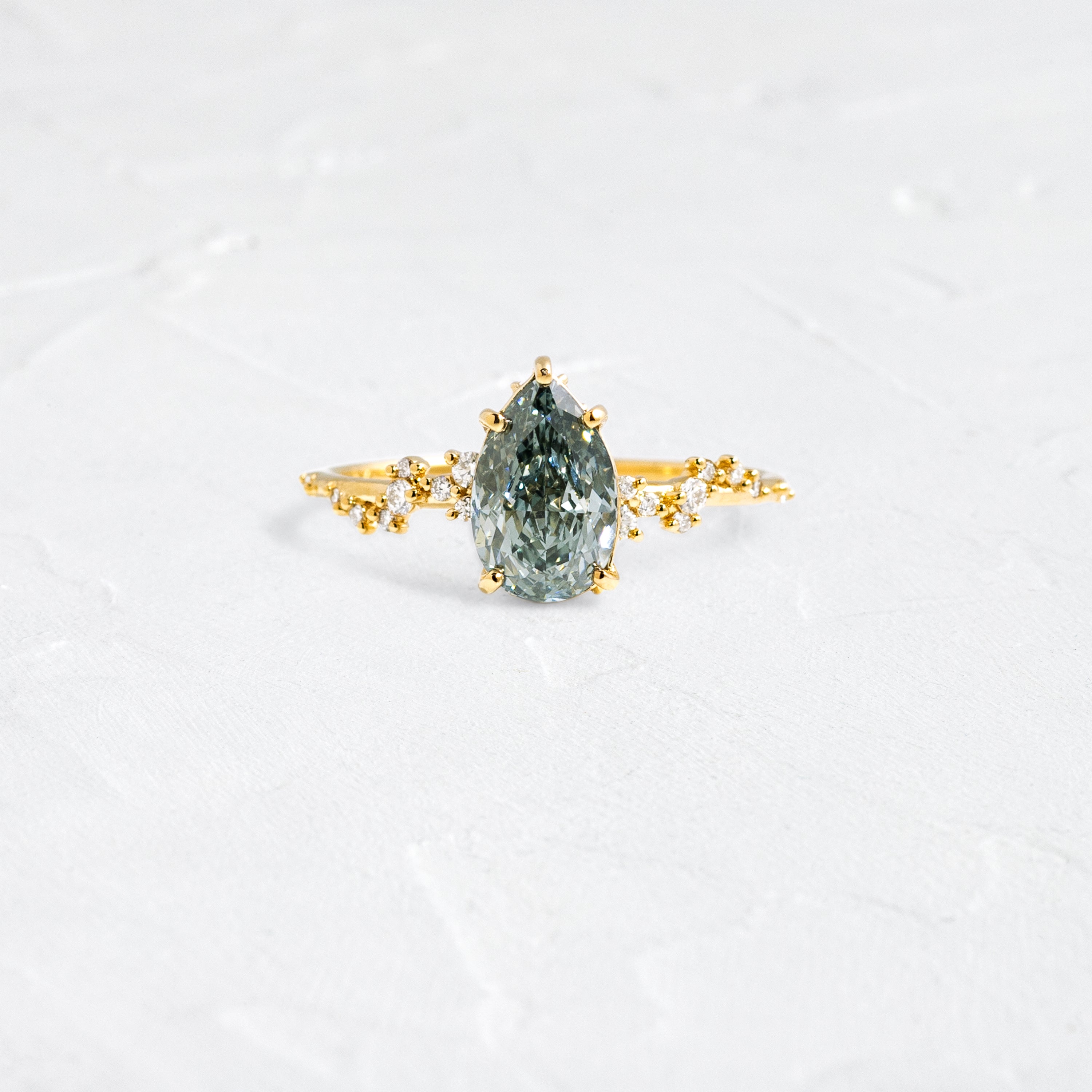 Wisteria Ring, 1.51ct. Lab-Grown Gray Green Diamond
