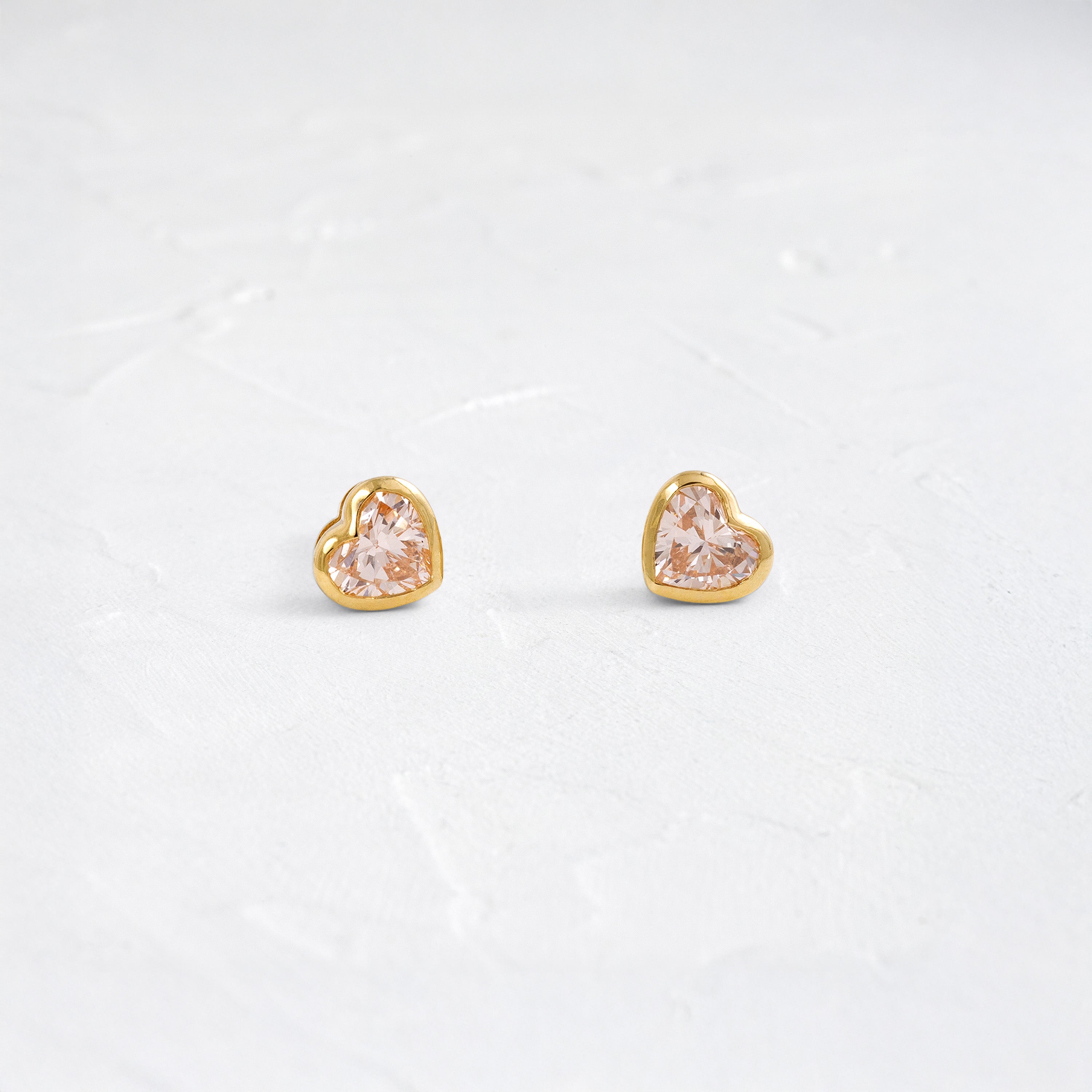 Heart to Heart Bezel Studs, Pink Diamond | Melanie Casey
