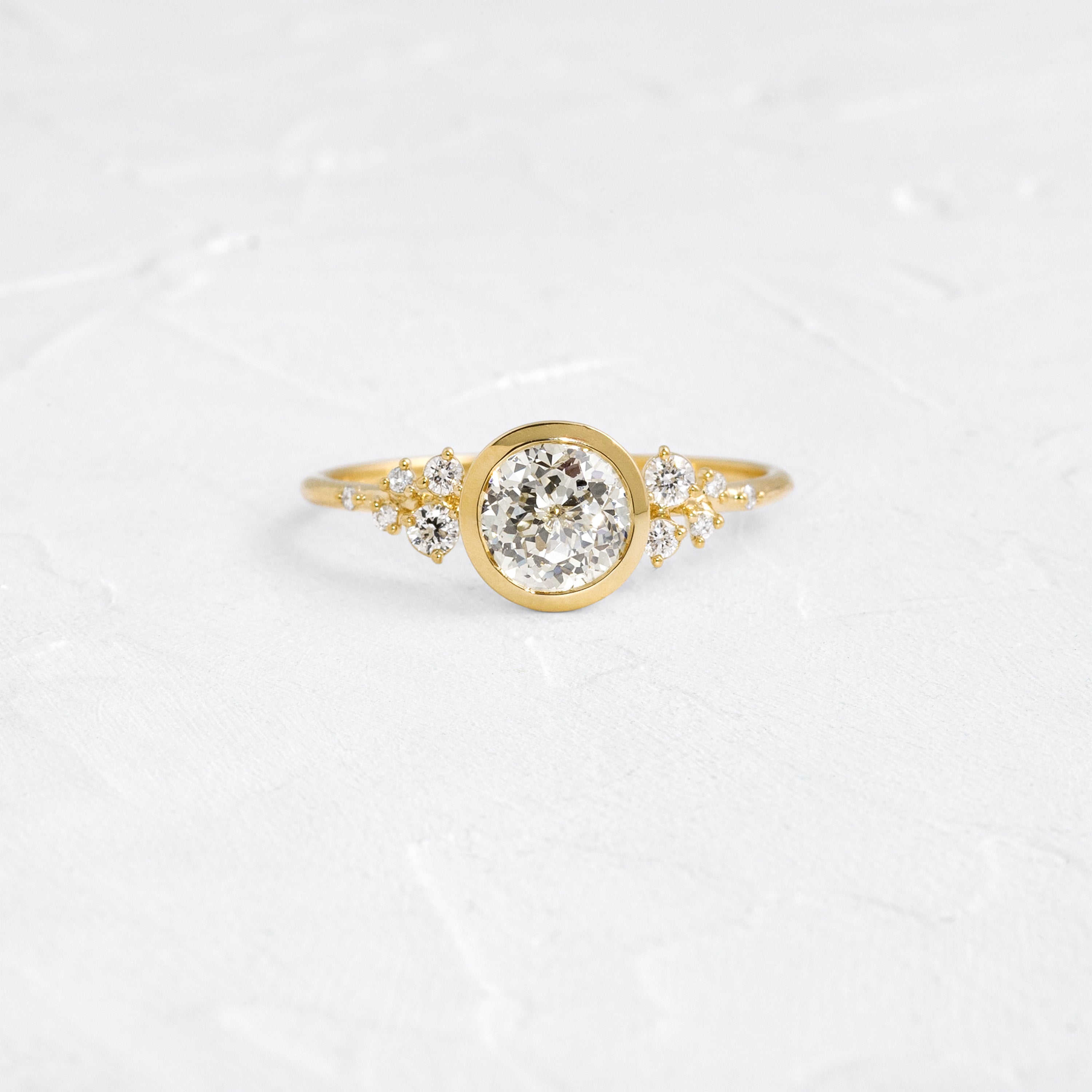 Bezel Snowdrift Ring, 1.28ct. Natural Champagne Diamond | Melanie