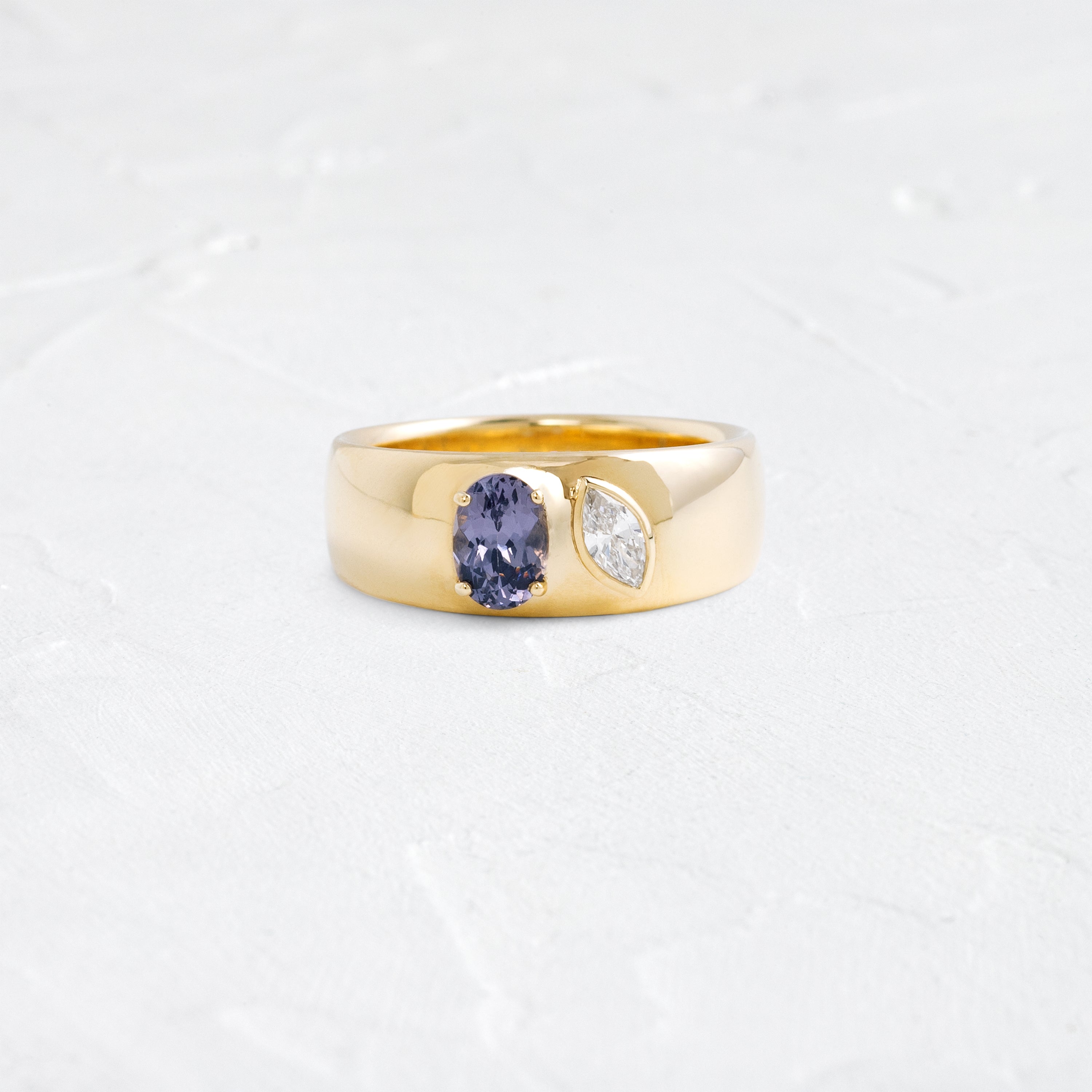Hemisphere Bezel Cigar Band, Purple Spinel and Diamond | Melanie