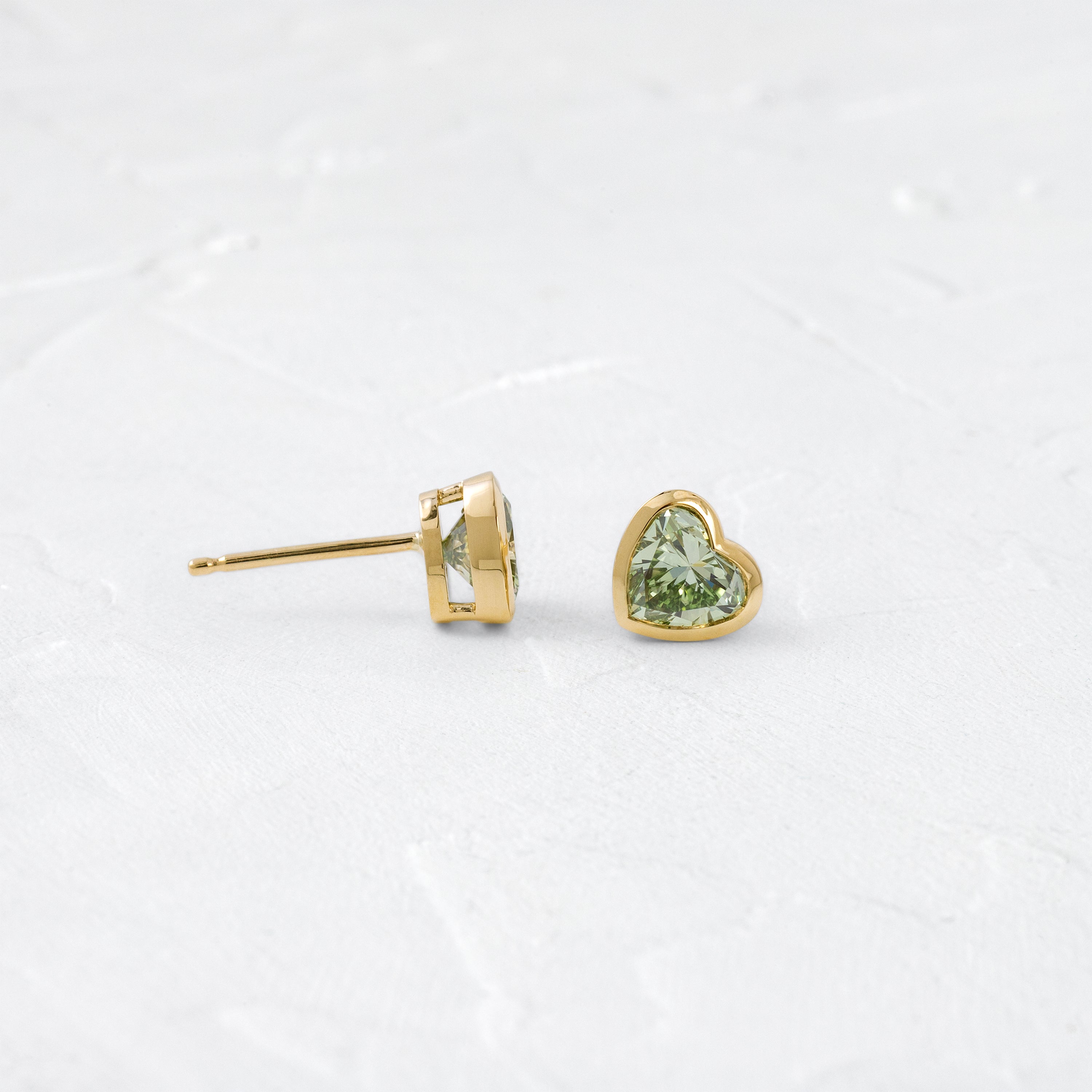 Heart to Heart Bezel Studs, Green Diamond | Melanie Casey