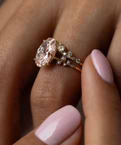Photo shows a model wearing the Melanie Casey Snowdrift Ring, 3.08ct. Lab-Grown Pink Diamond.