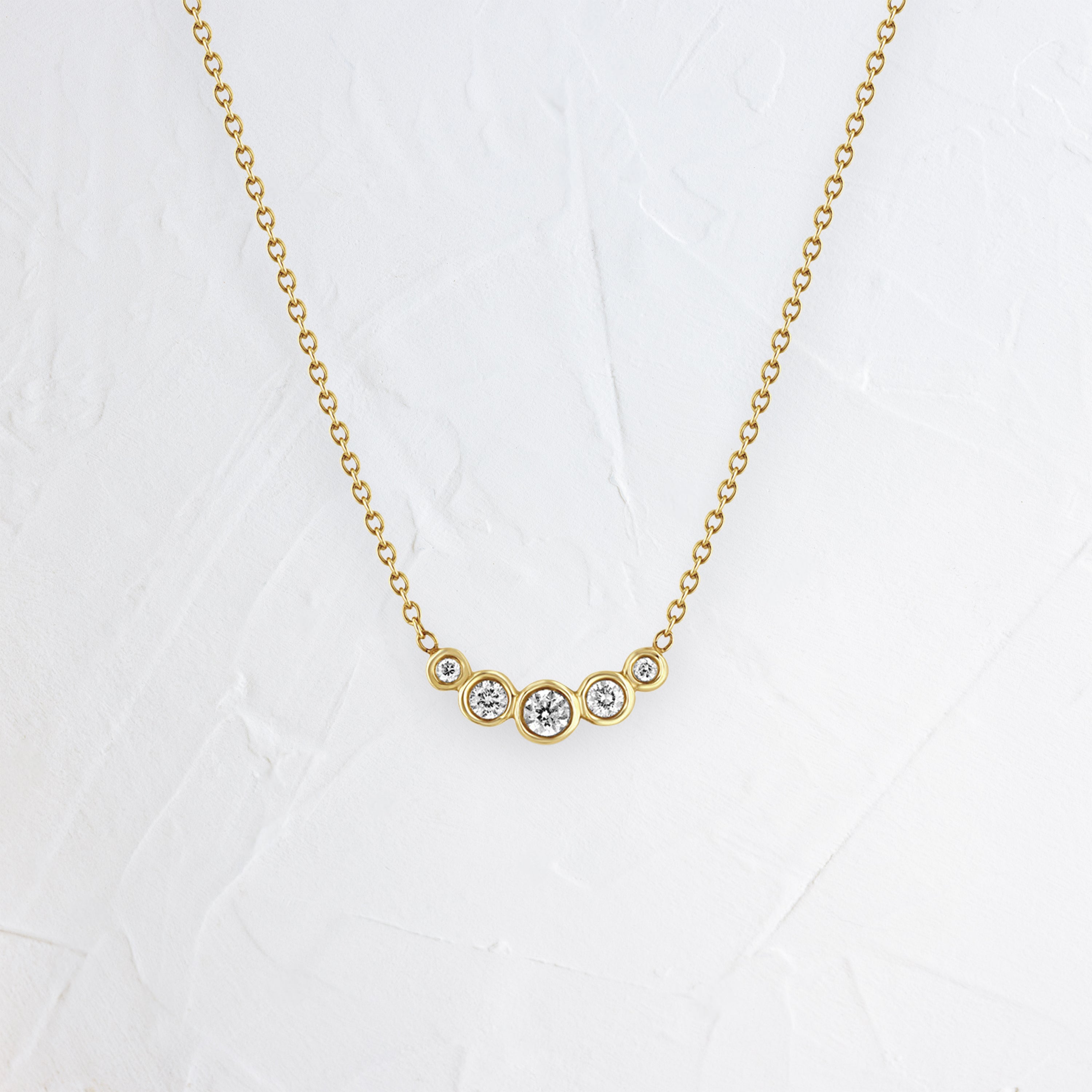 14k 5 Graduated Diamond Bezel Necklace - In Stock | Zoe Chicco