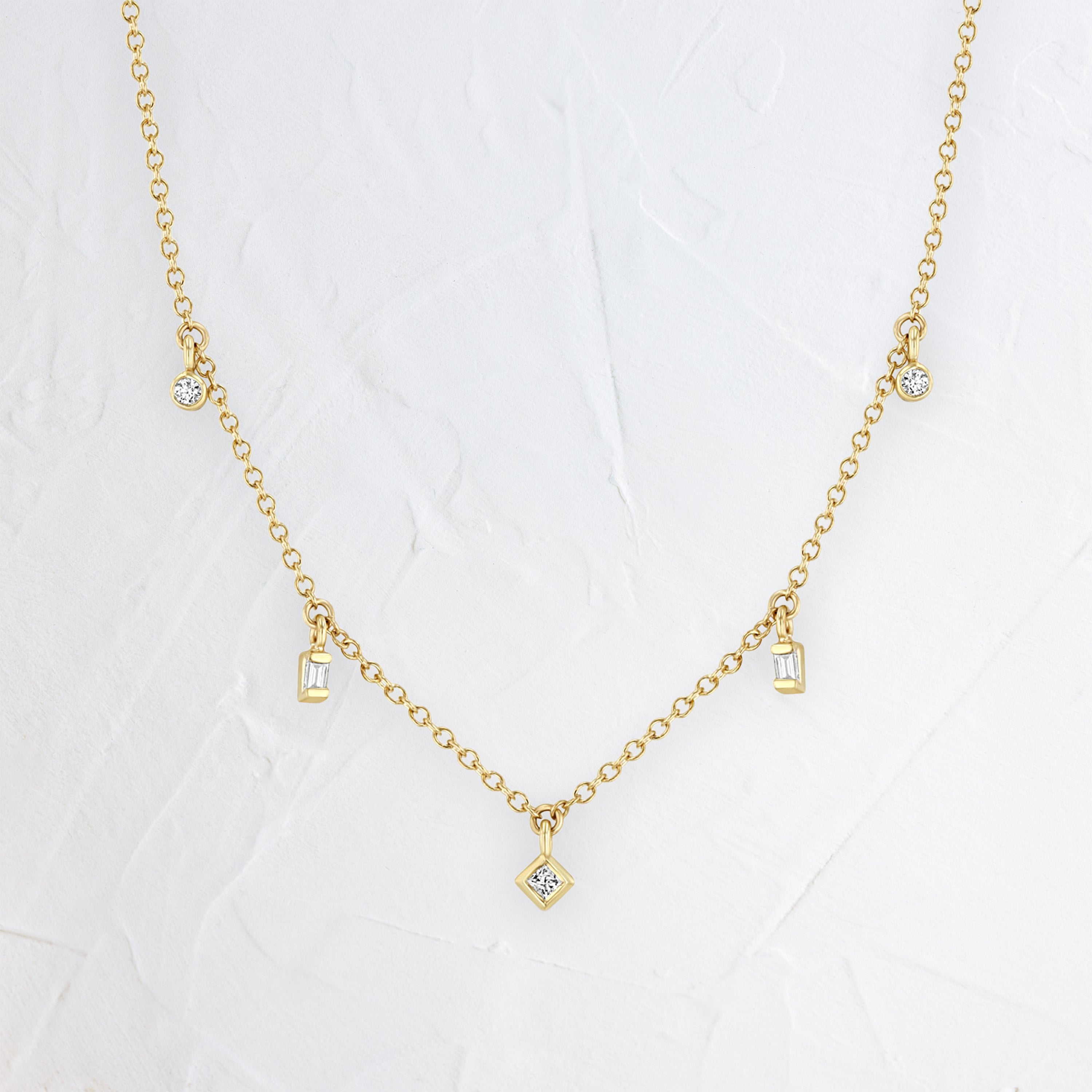Mixed Diamond Dangle Necklace - In Stock | Zoe Chicco | Melanie