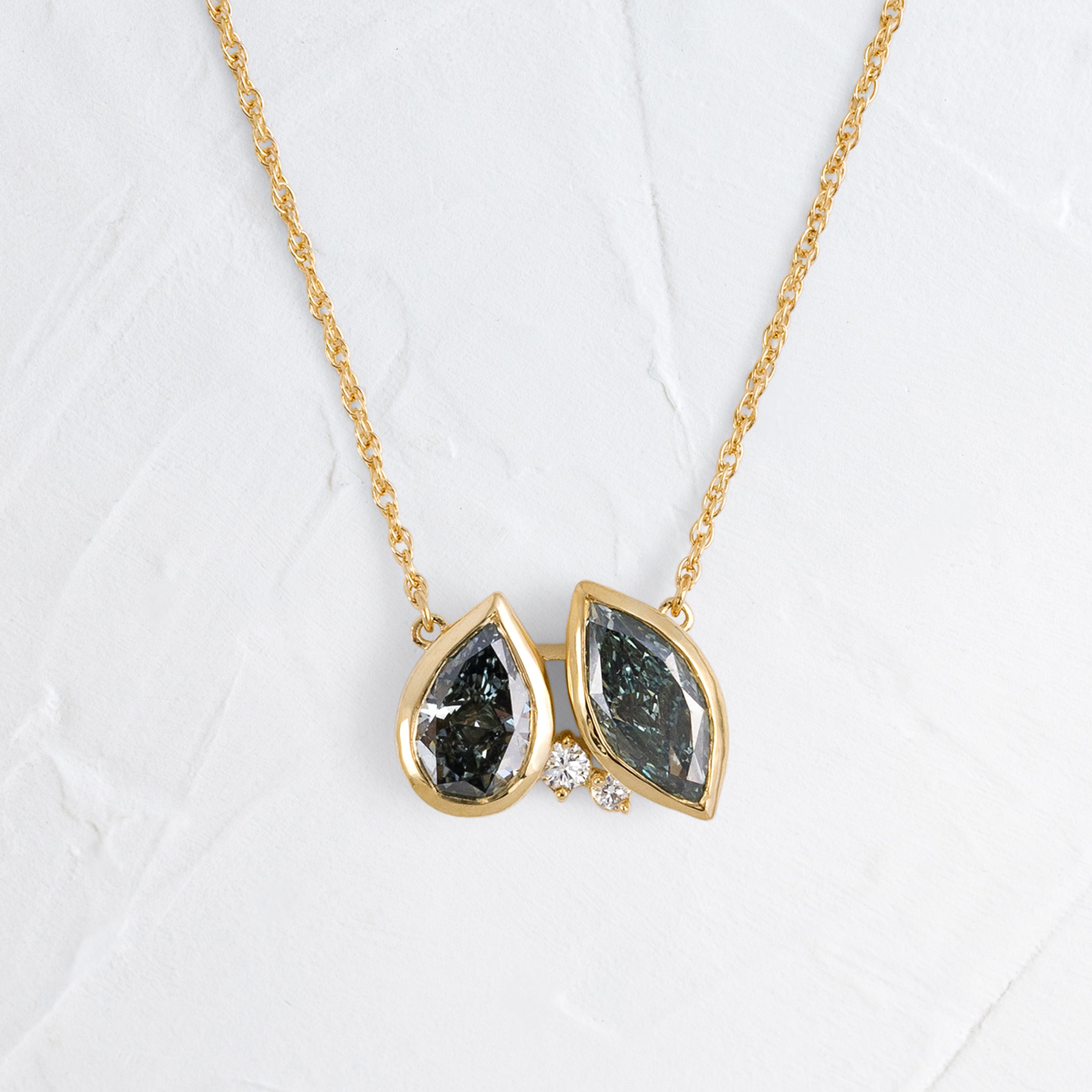 Tandem Necklace, 2.2ctw. Lab-Grown Green Diamonds | Melanie Casey