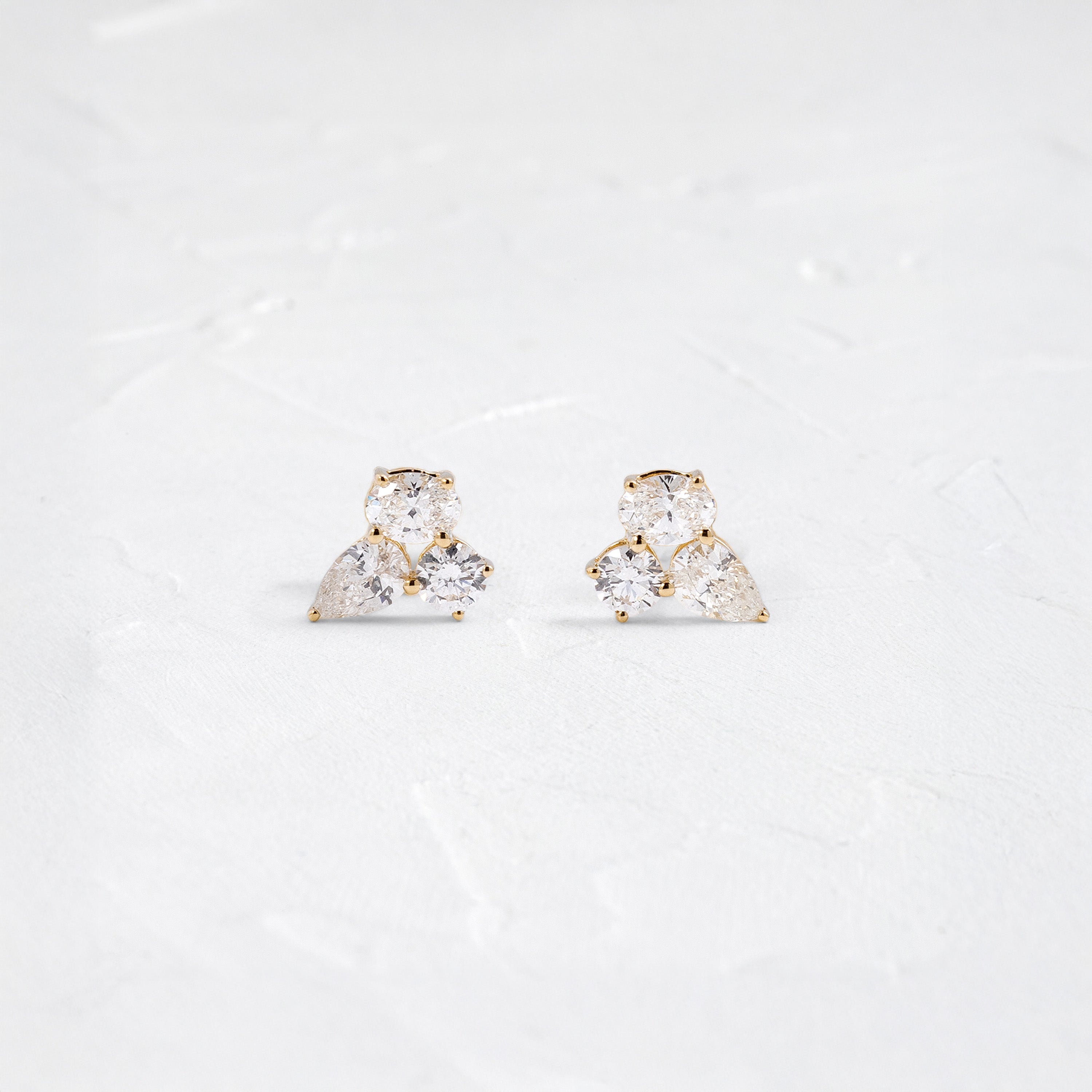 Triple Diamond Cluster Studs - In Stock | EF Collection | Melanie