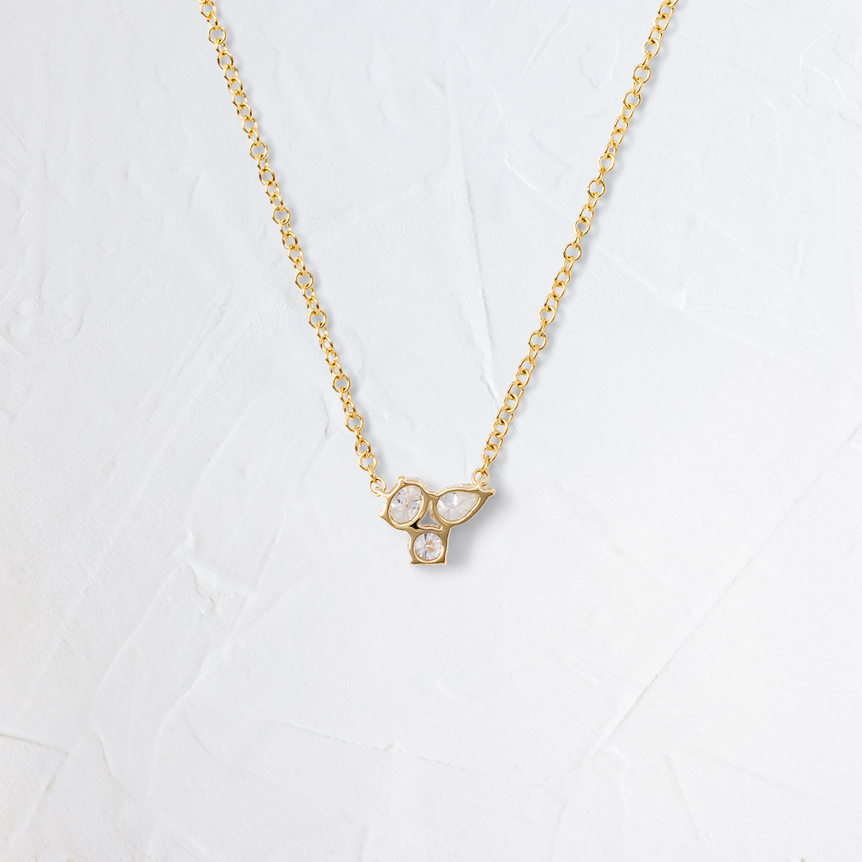 Triple Diamond Cluster Necklace - In Stock | EF Collection