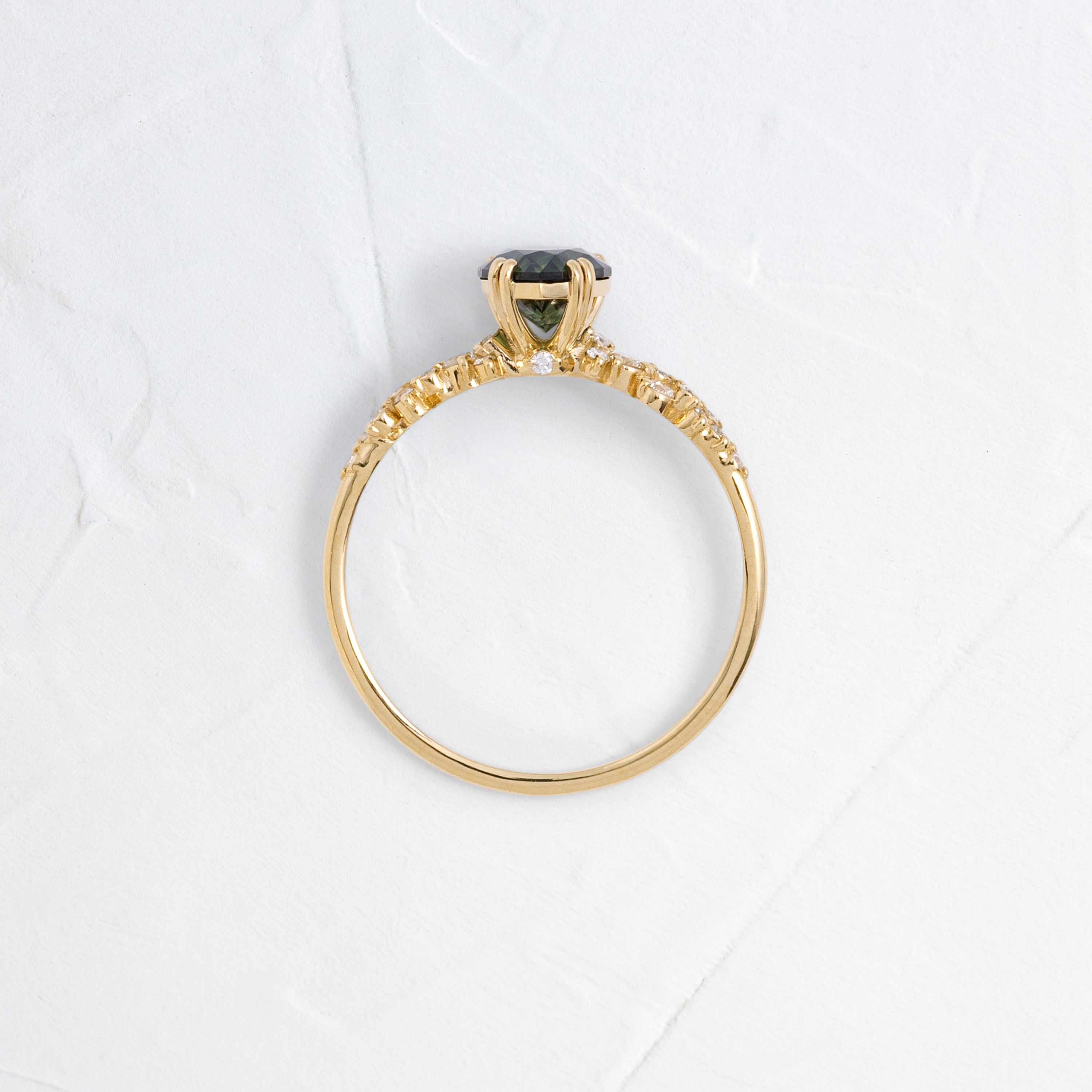 On the Horizon Ring, 1.11ct. Bluish Green Australian Sapphire