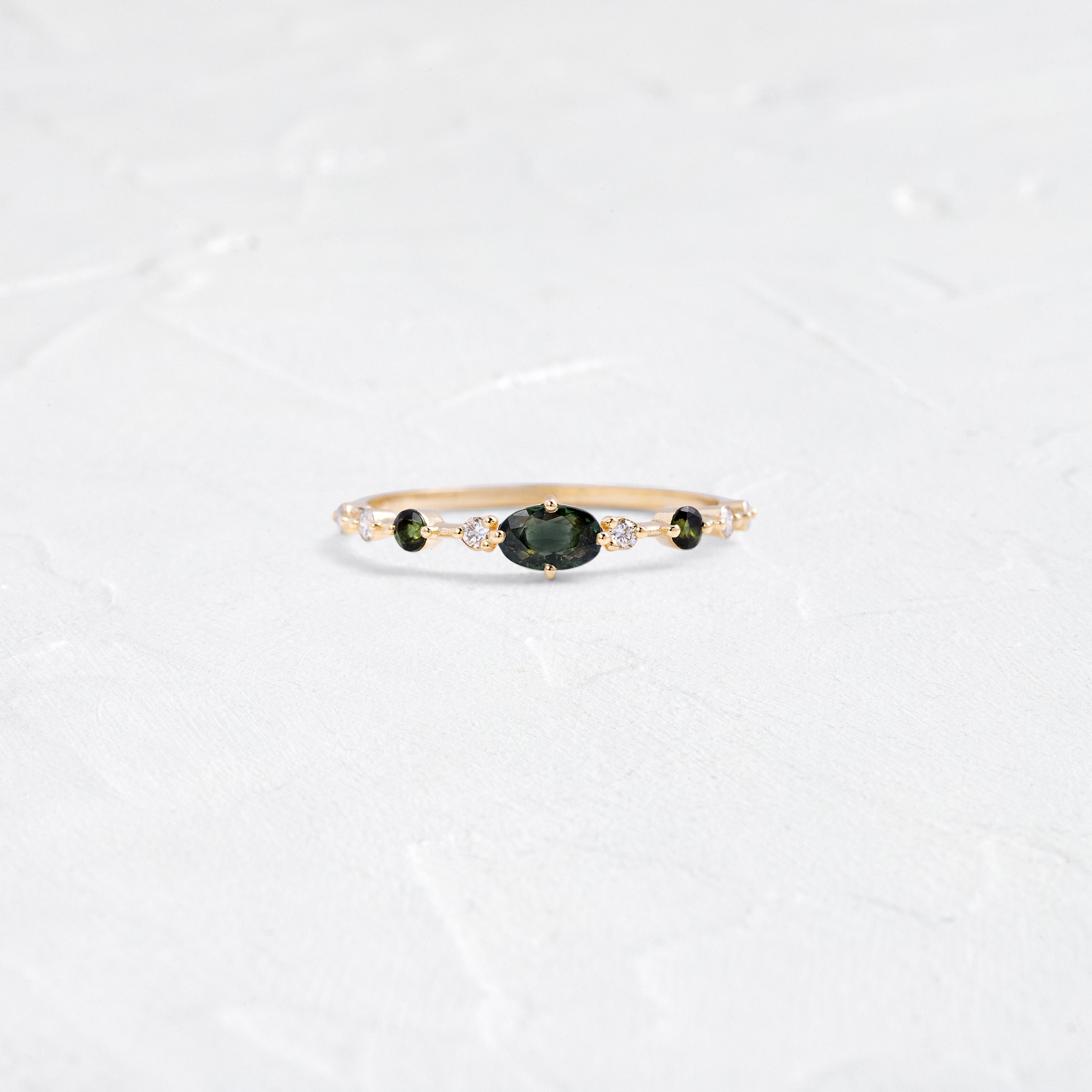 Scattered Distance Band, Deep Green Sapphire | Melanie Casey Jewelry