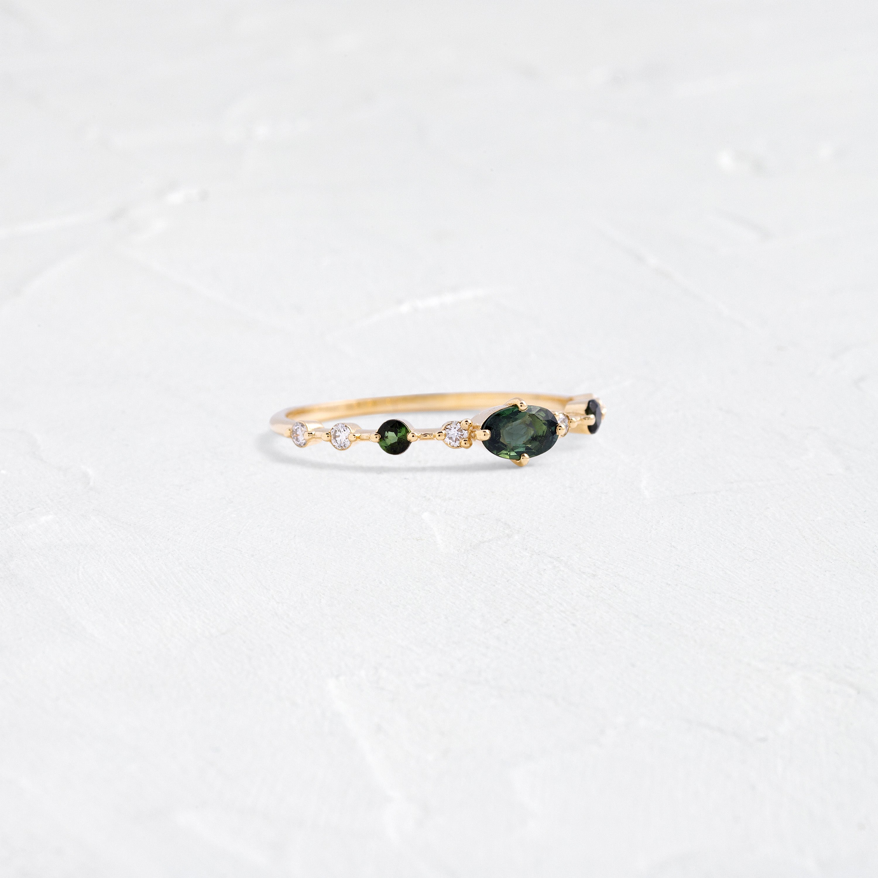 Scattered Distance Band, Deep Green Sapphire | Melanie Casey Jewelry