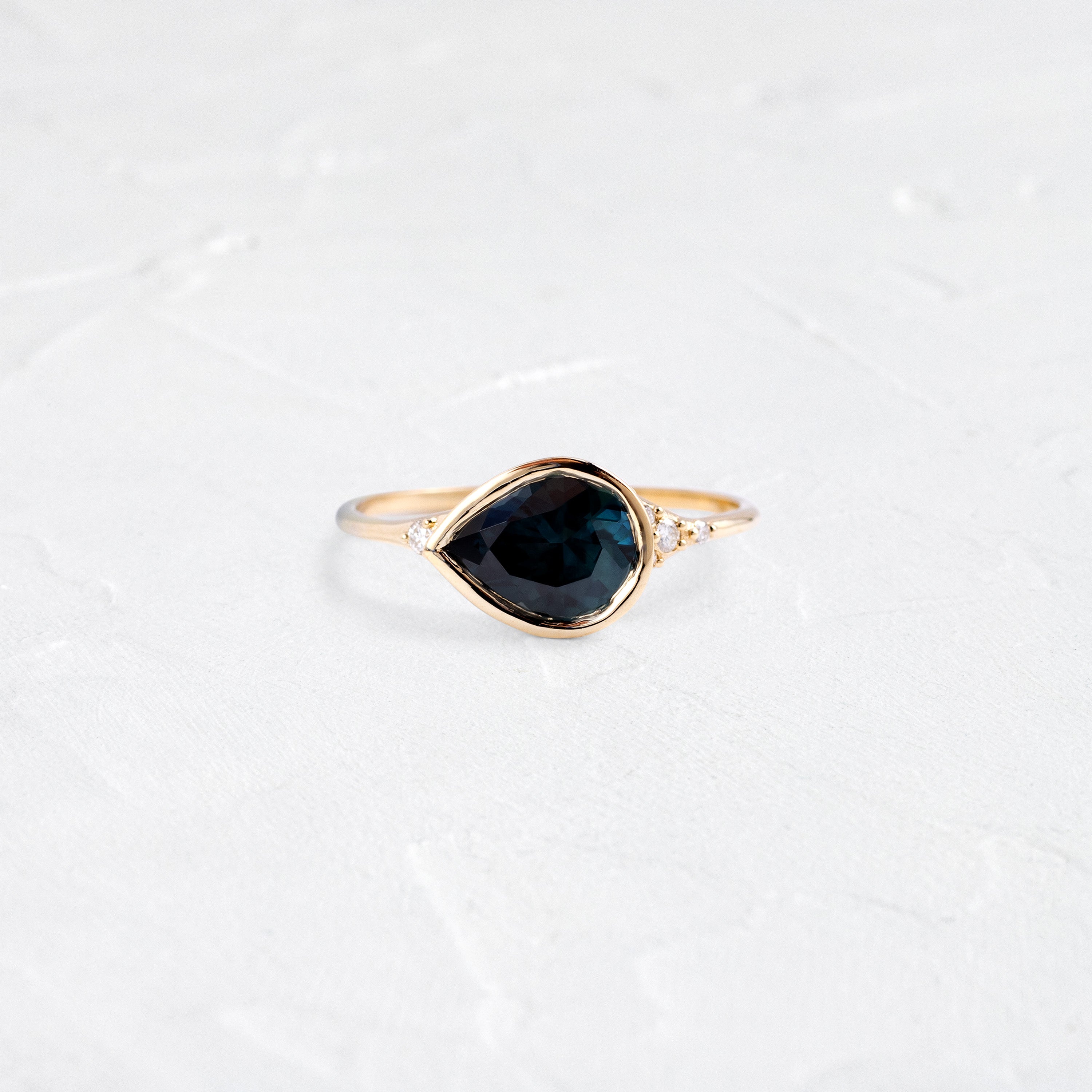 Evenfall Ring, 1.74ct. Greenish Blue Australian Sapphire | Melanie