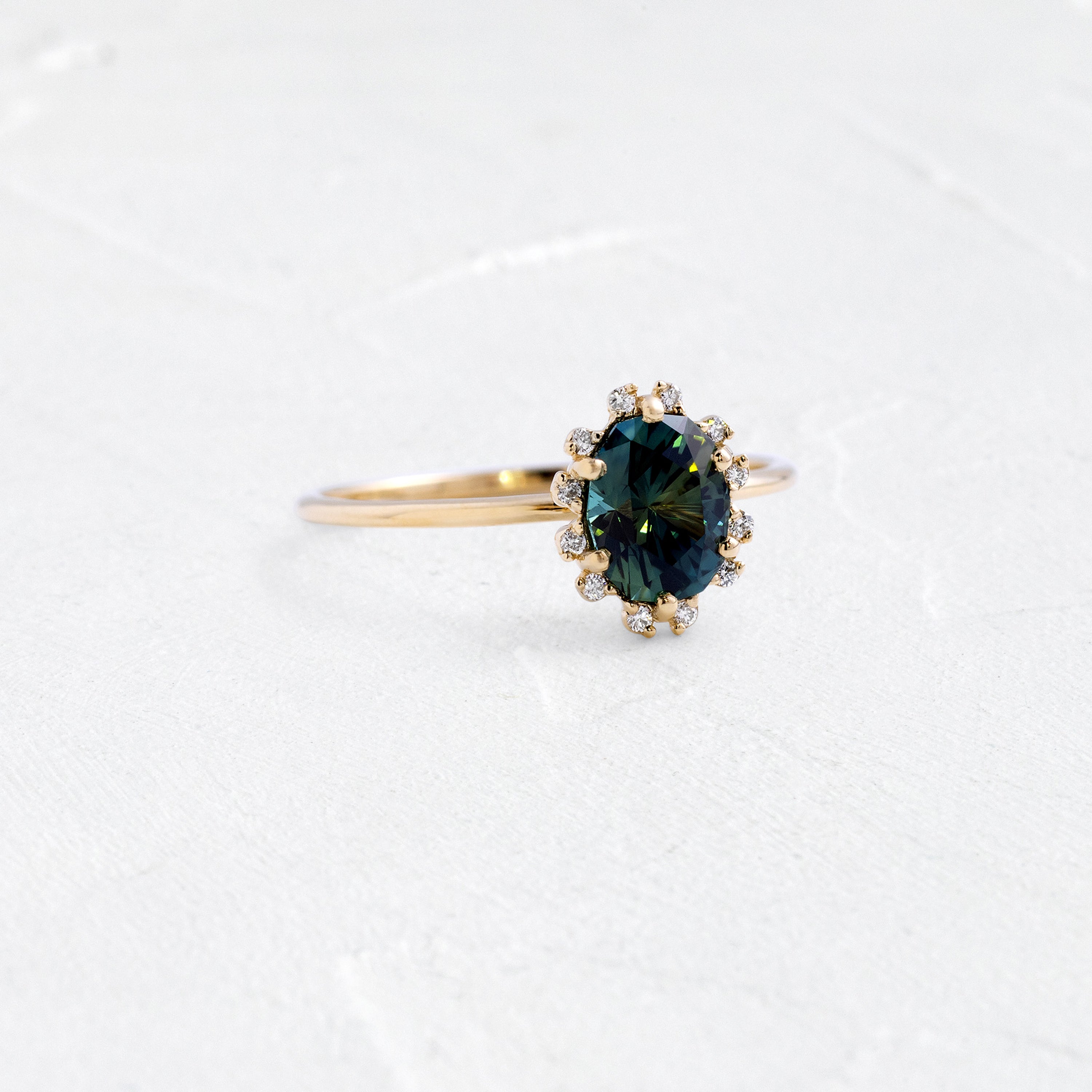 Winters Eve Ring, 1.34ct. Green-Blue Australian Sapphire | Melanie
