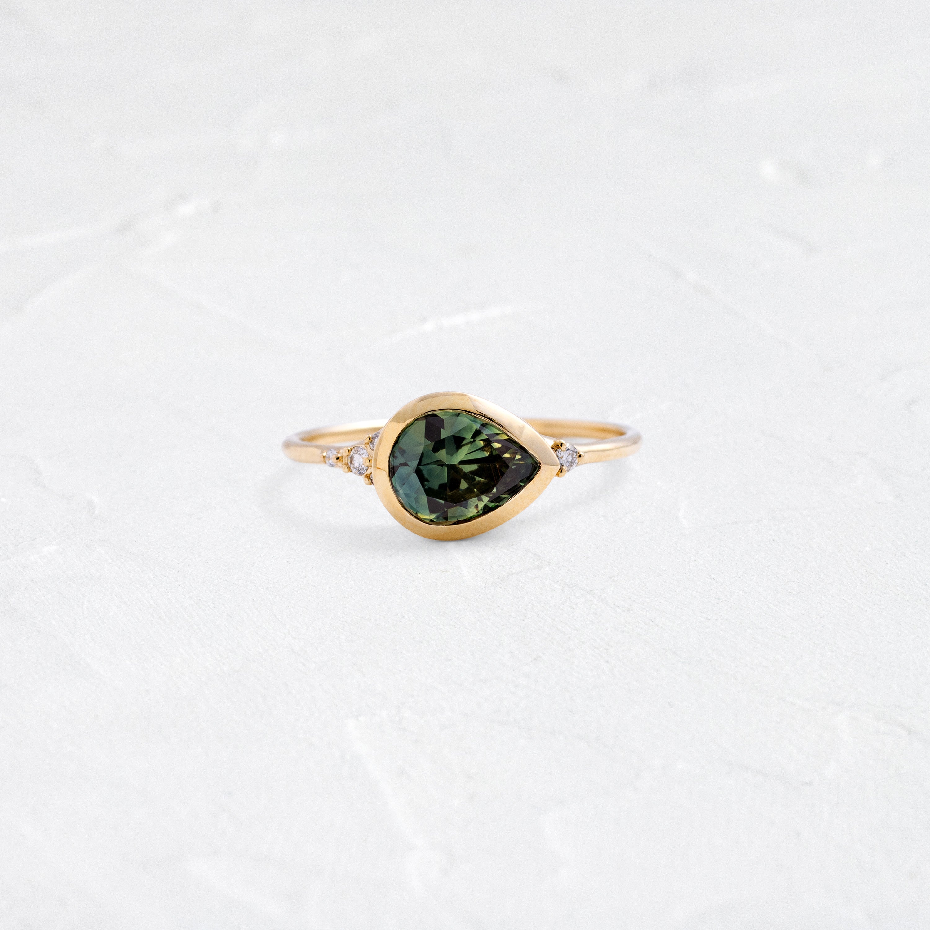 Evenfall Ring, 1.53ct. Bicolor Yellow and Greenish-Blue Australian
