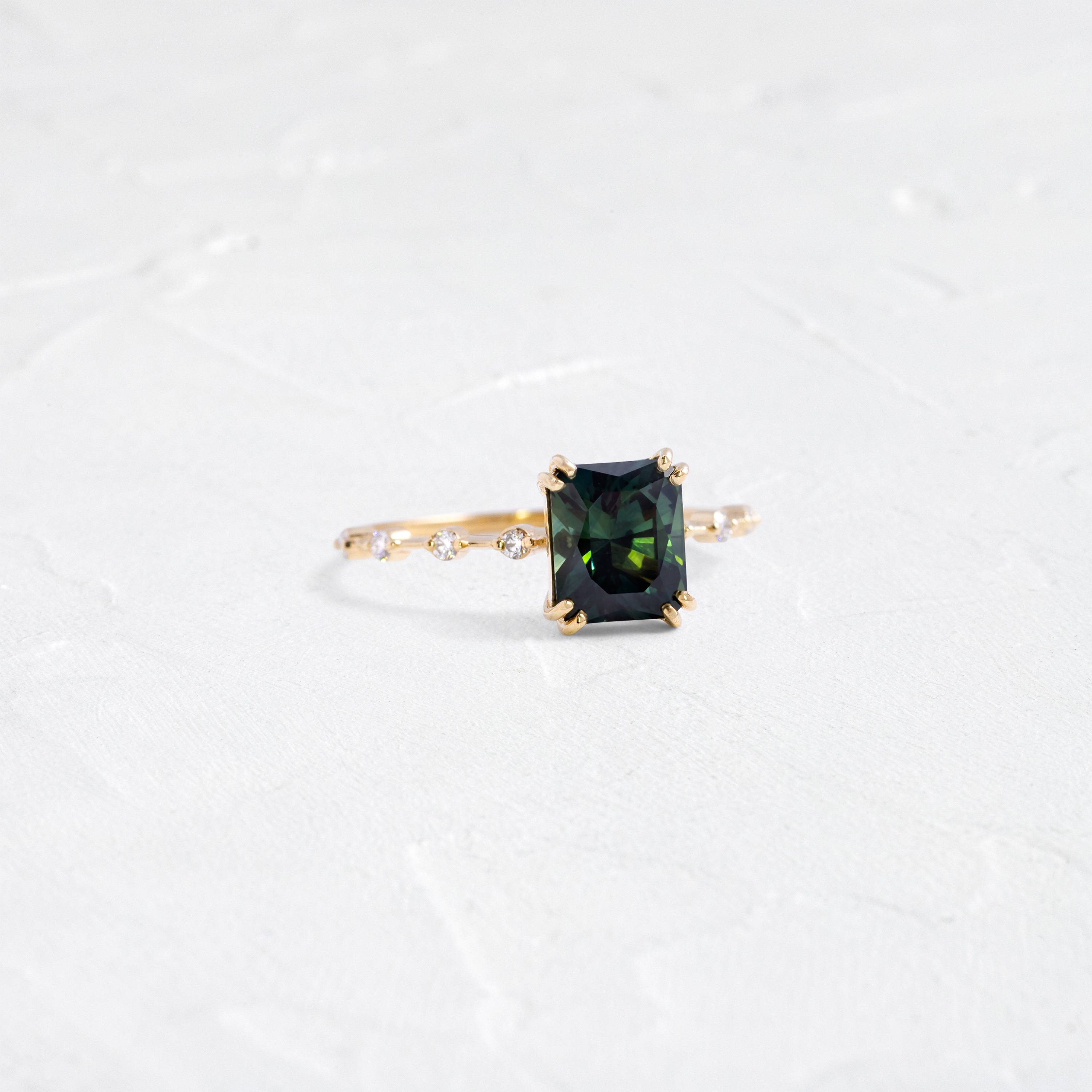 Distance Ring, 2.05ct. Greenish-Blue Australian Sapphire | Melanie