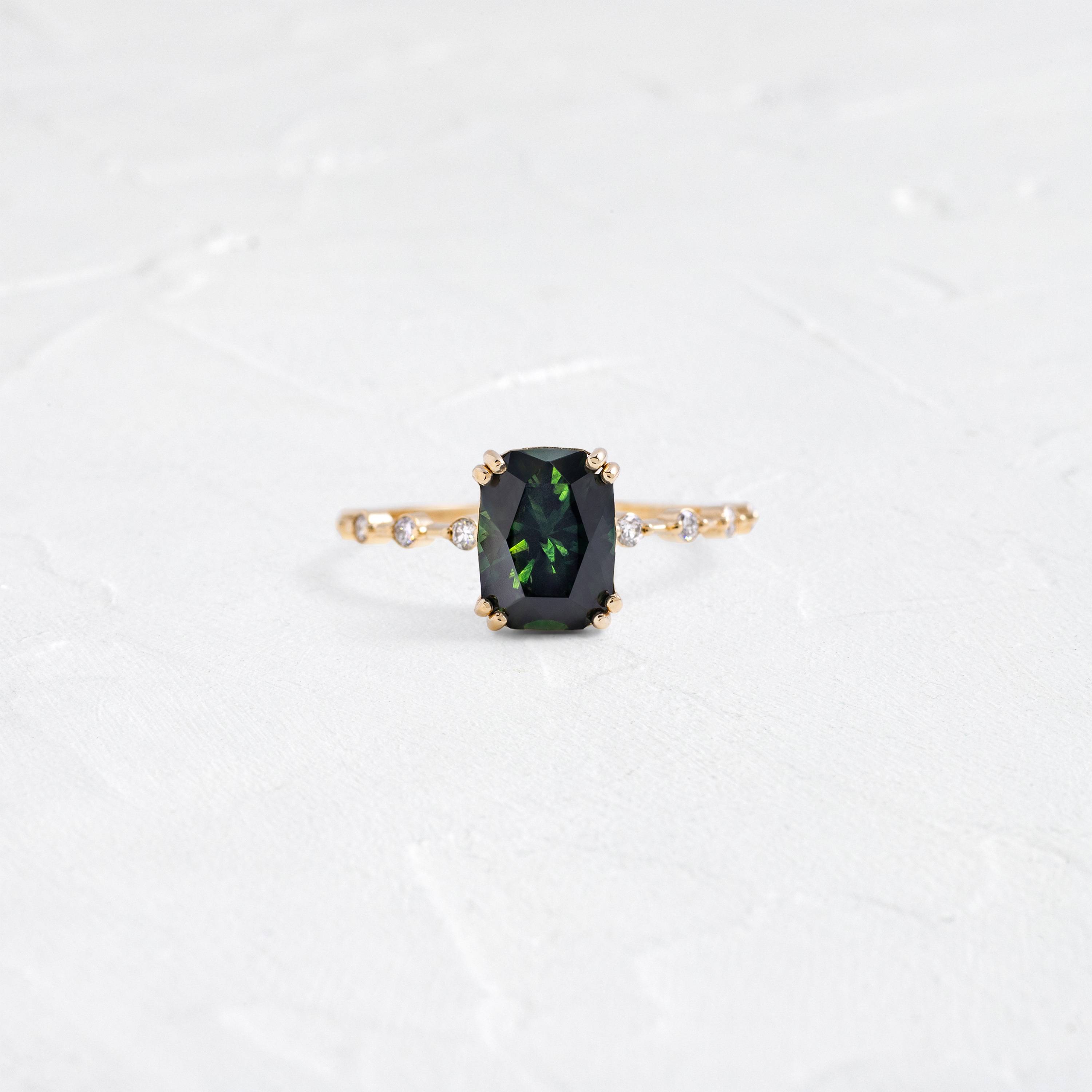 Distance Ring, 2.38ct. Dark Bluish-Green Thai Sapphire | Melanie