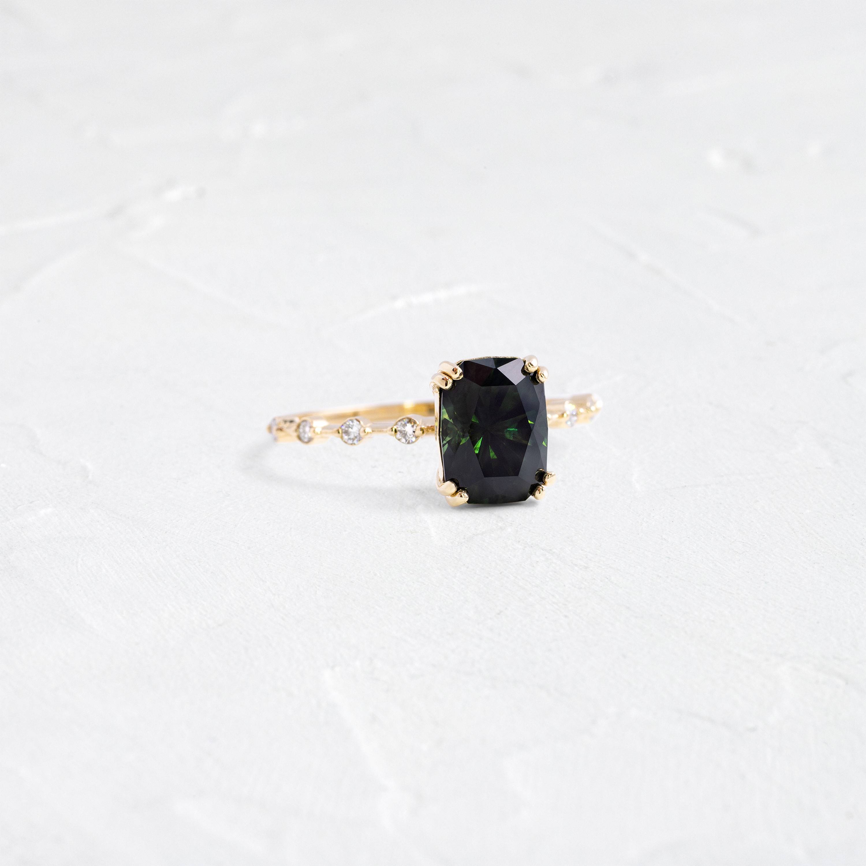 Distance Ring, 2.38ct. Dark Bluish-Green Thai Sapphire | Melanie