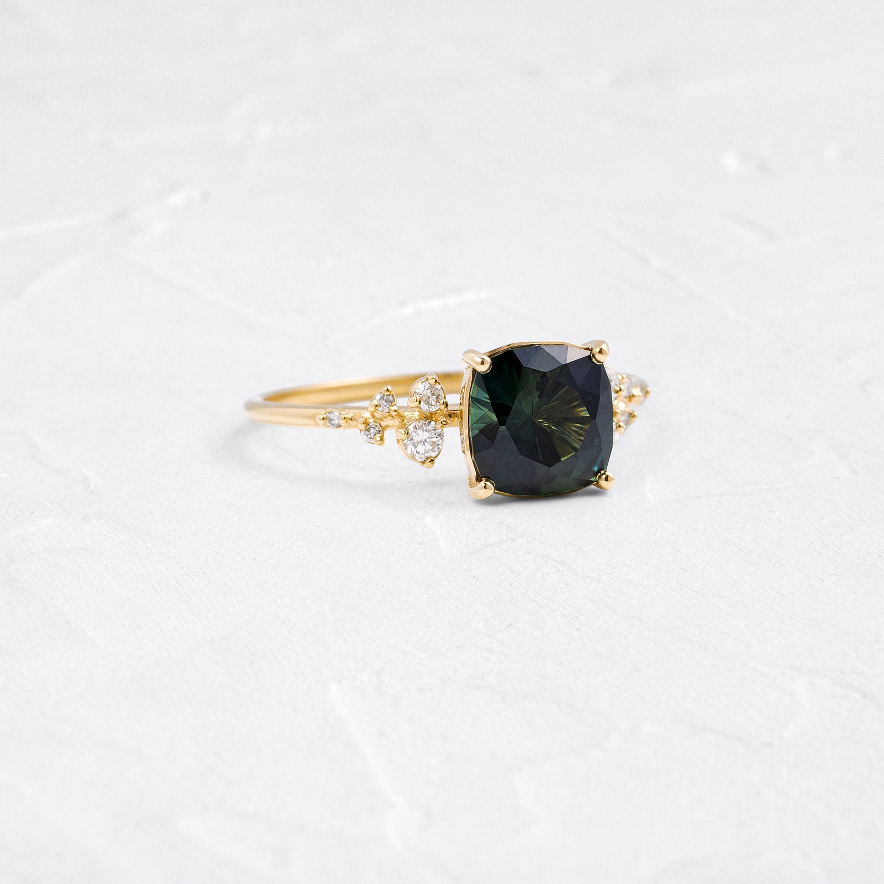 Snowdrift Ring, 1.76ct. Blue-Green Australian Sapphire | Melanie