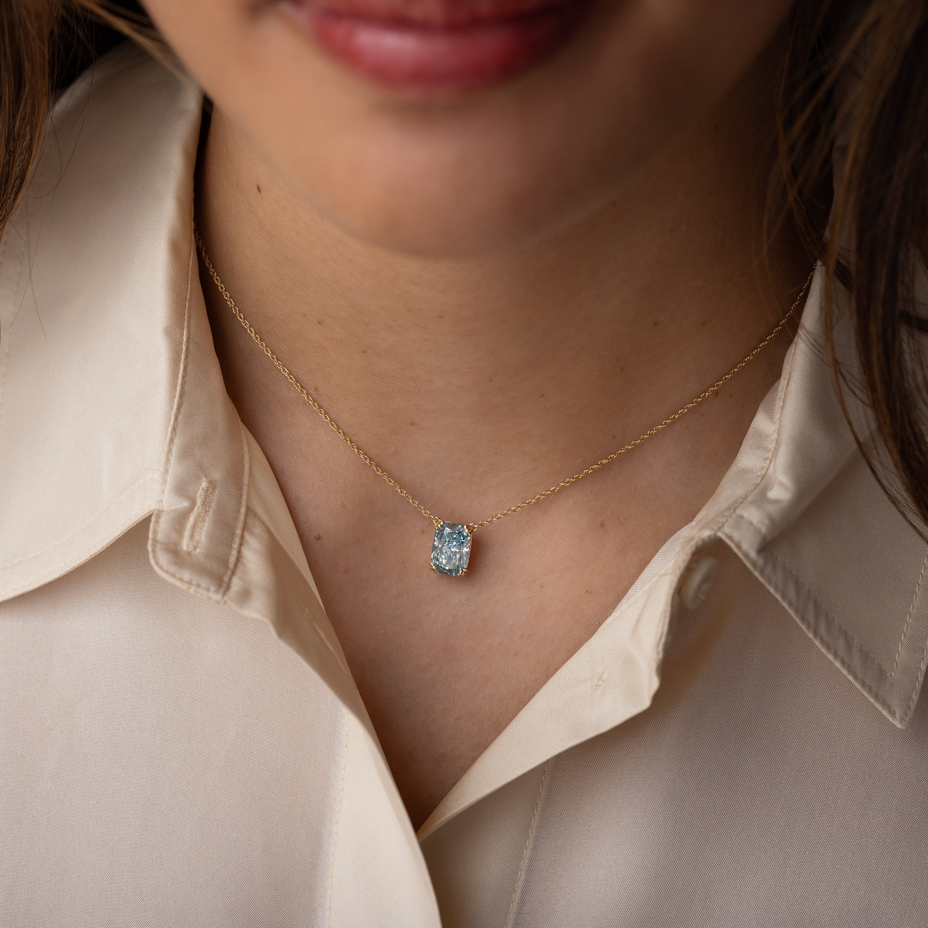 Threaded Necklace, 2.38ct. Lab-Grown Blue Diamond | Melanie Casey