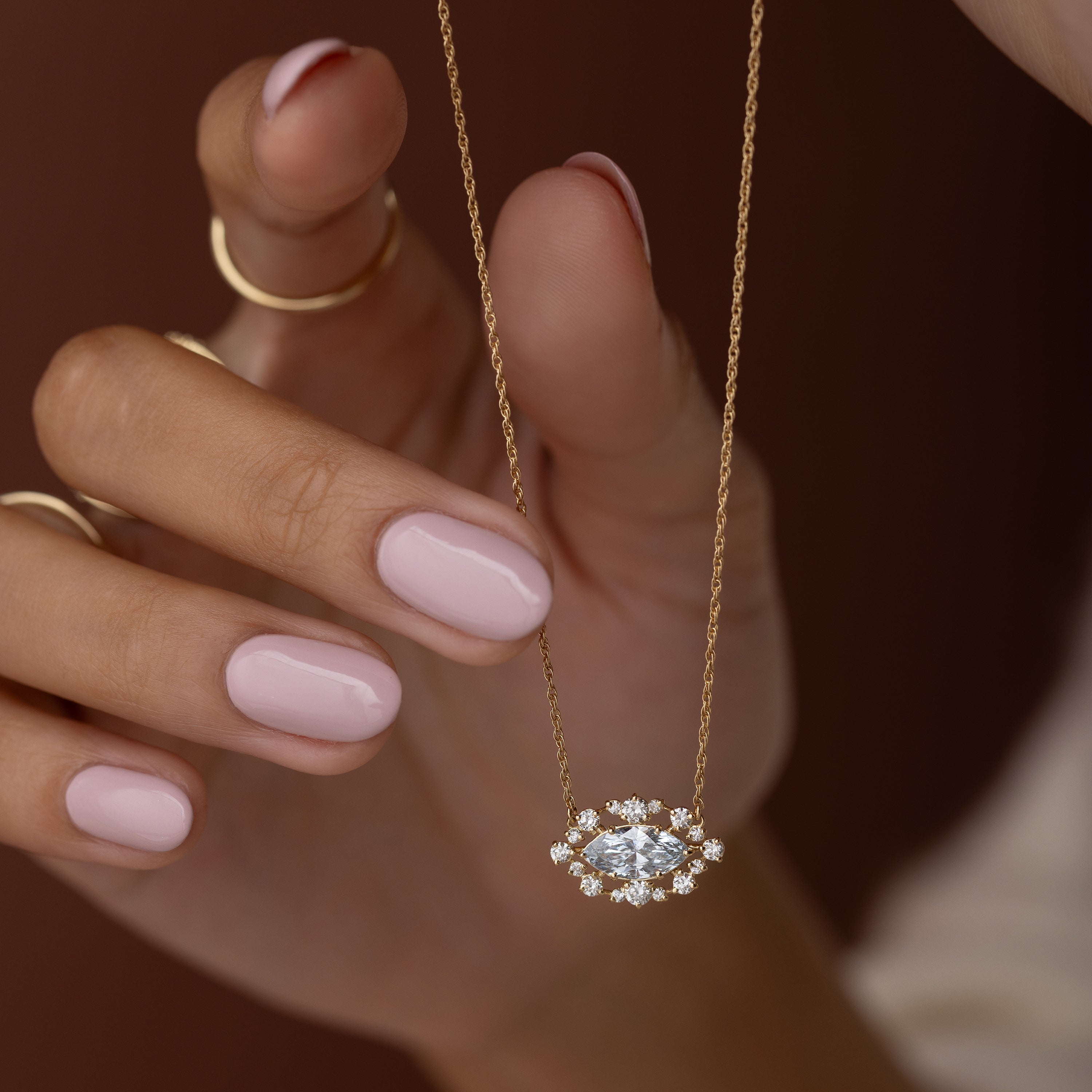 Sconce Necklace, 0.58ct. Lab-Grown Marquise Cut | Melanie Casey
