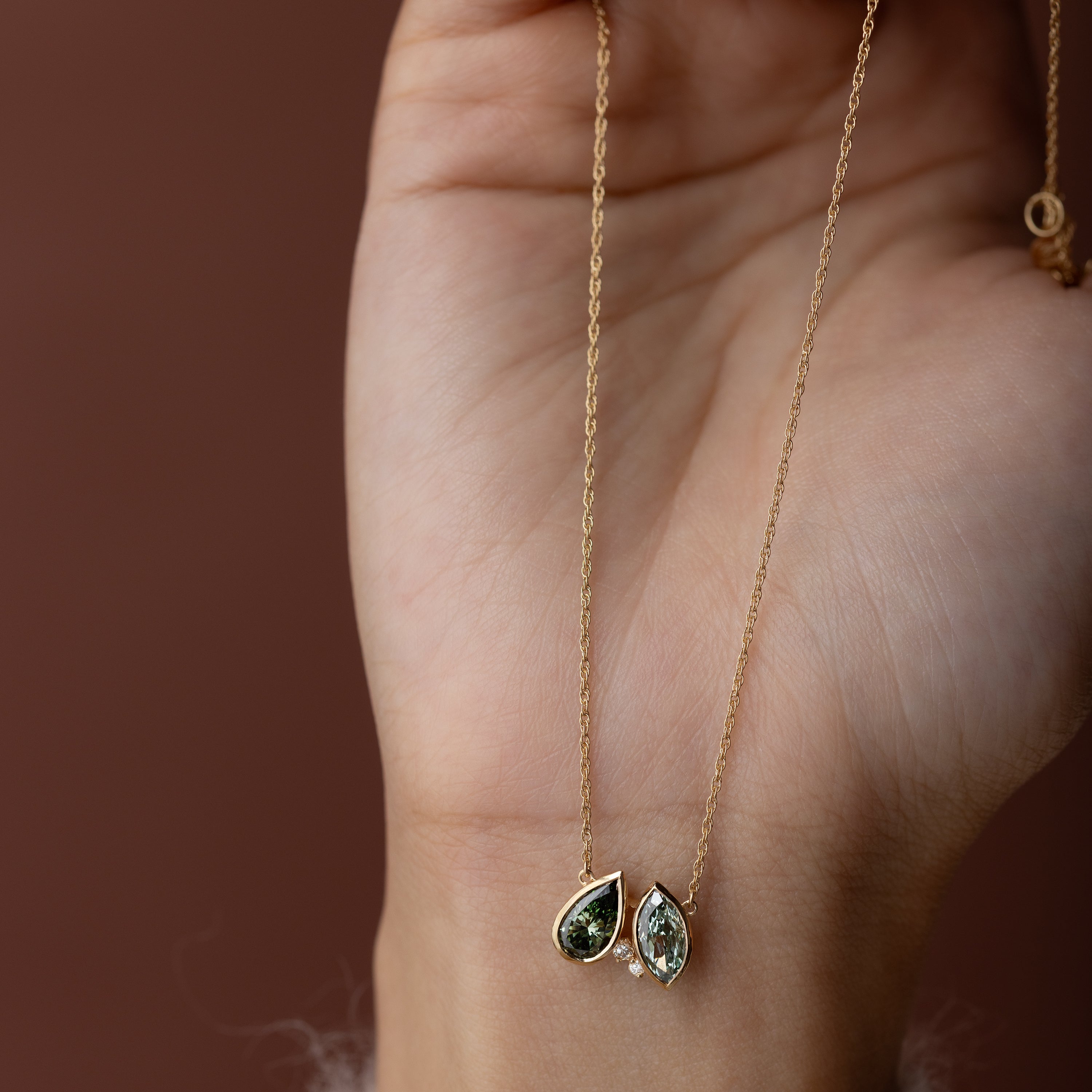 Tandem Necklace, 2.08ctw. Lab-Grown Green Diamonds | Melanie Casey Tandem Necklace, 2.08ctw. Lab-Grown Green Diamonds | Melanie Casey